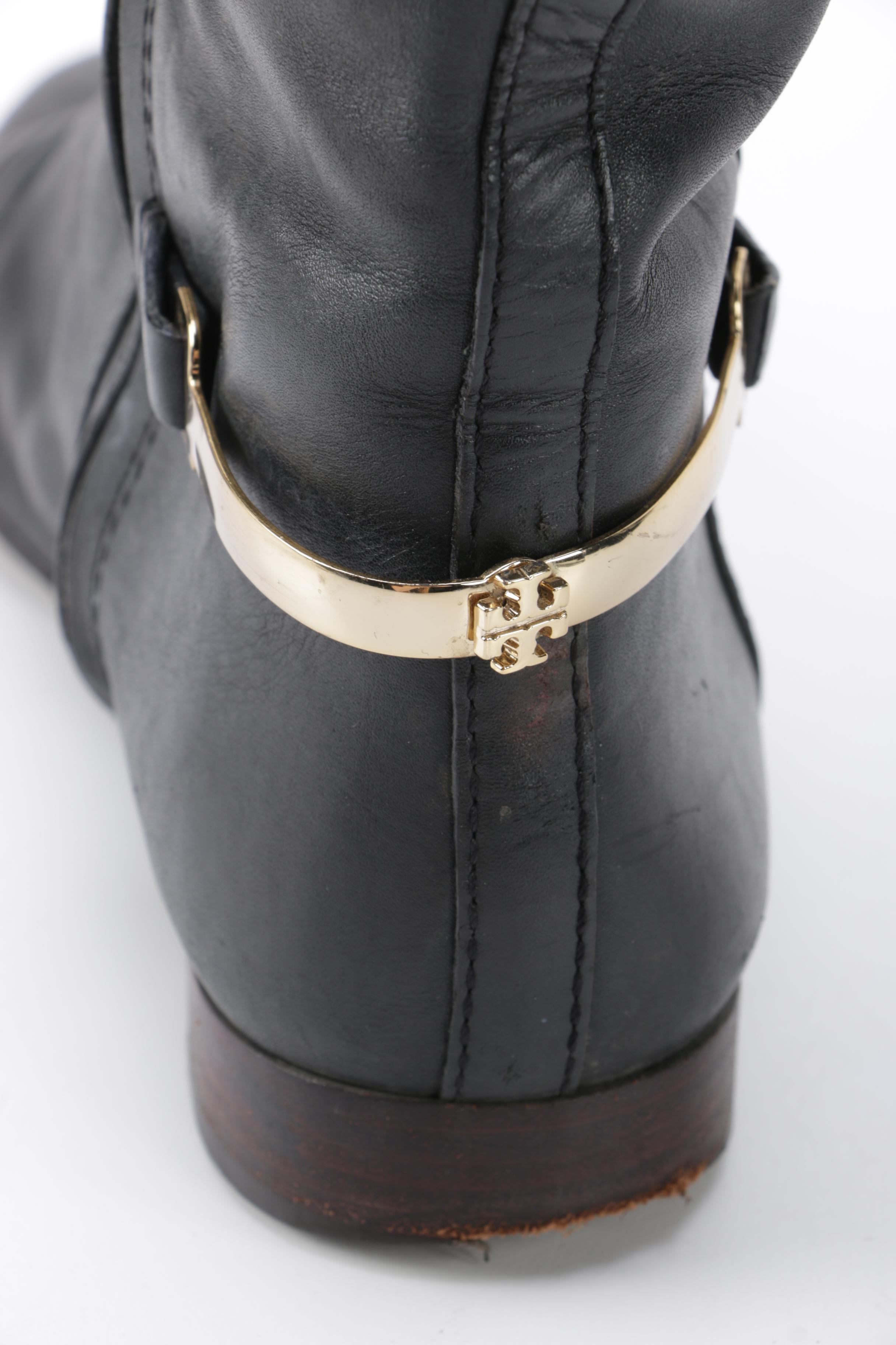 Black Leather Tory Burch Boots