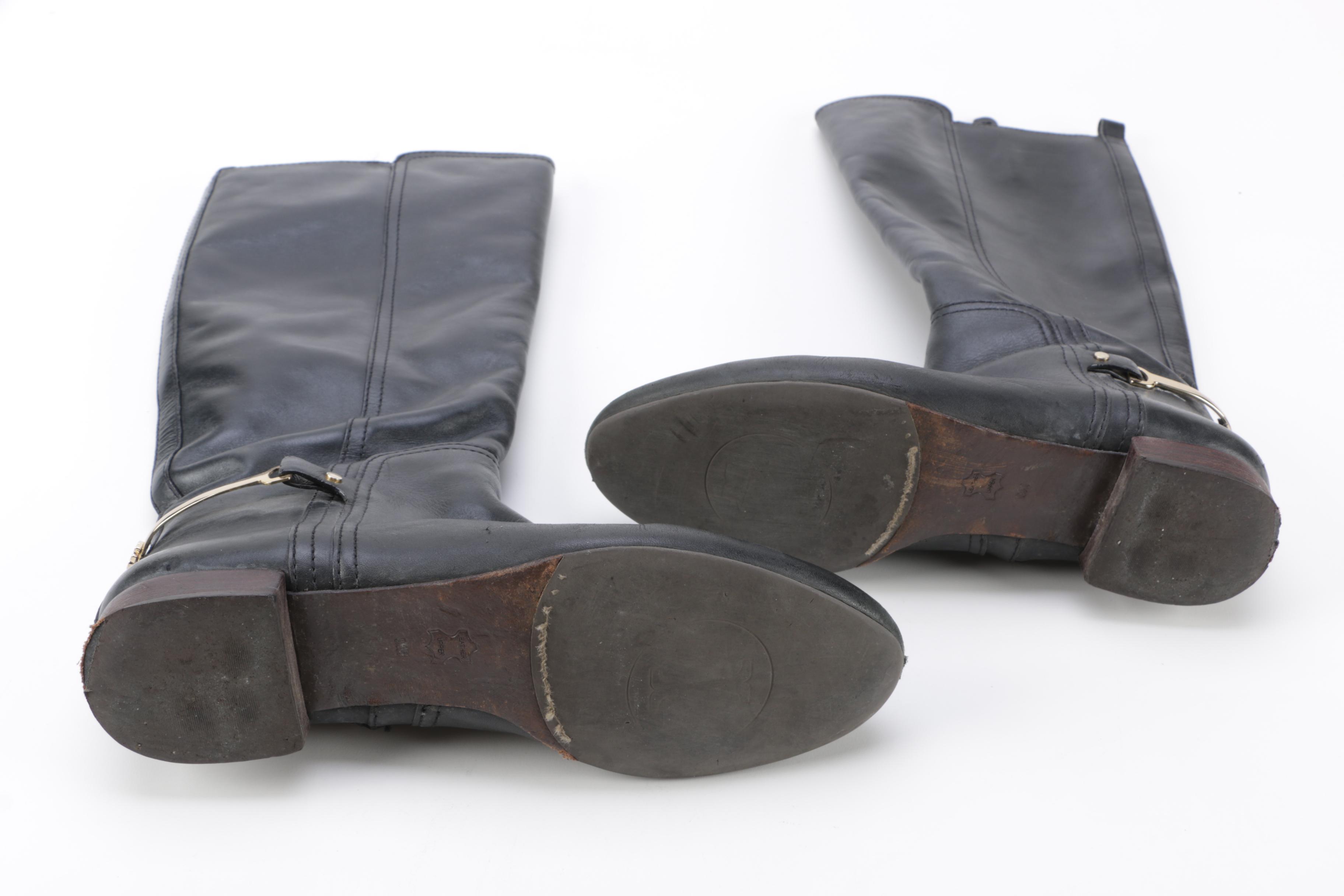 Black Leather Tory Burch Boots