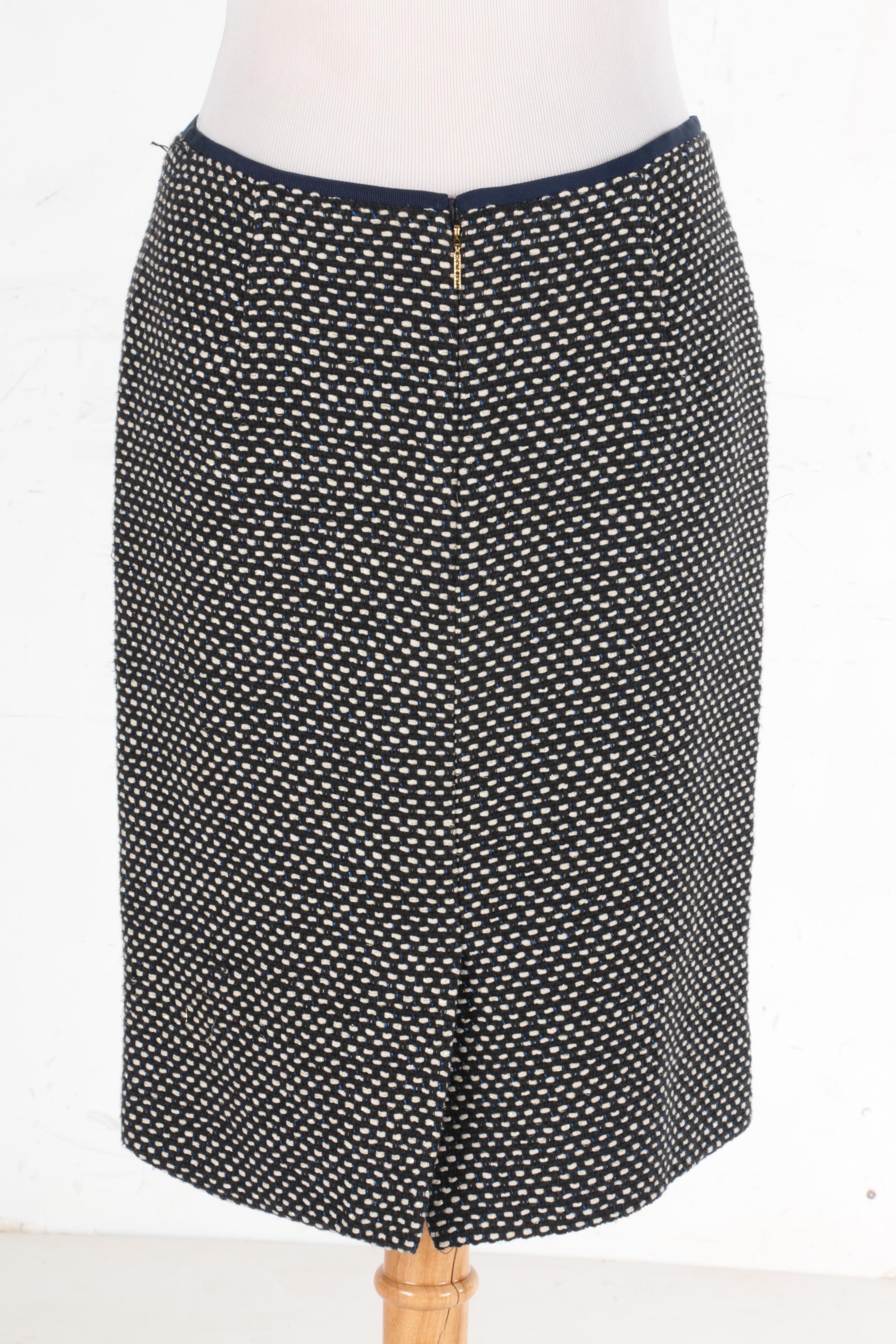Tory Burch Dark Navy and White Tweed Skirt