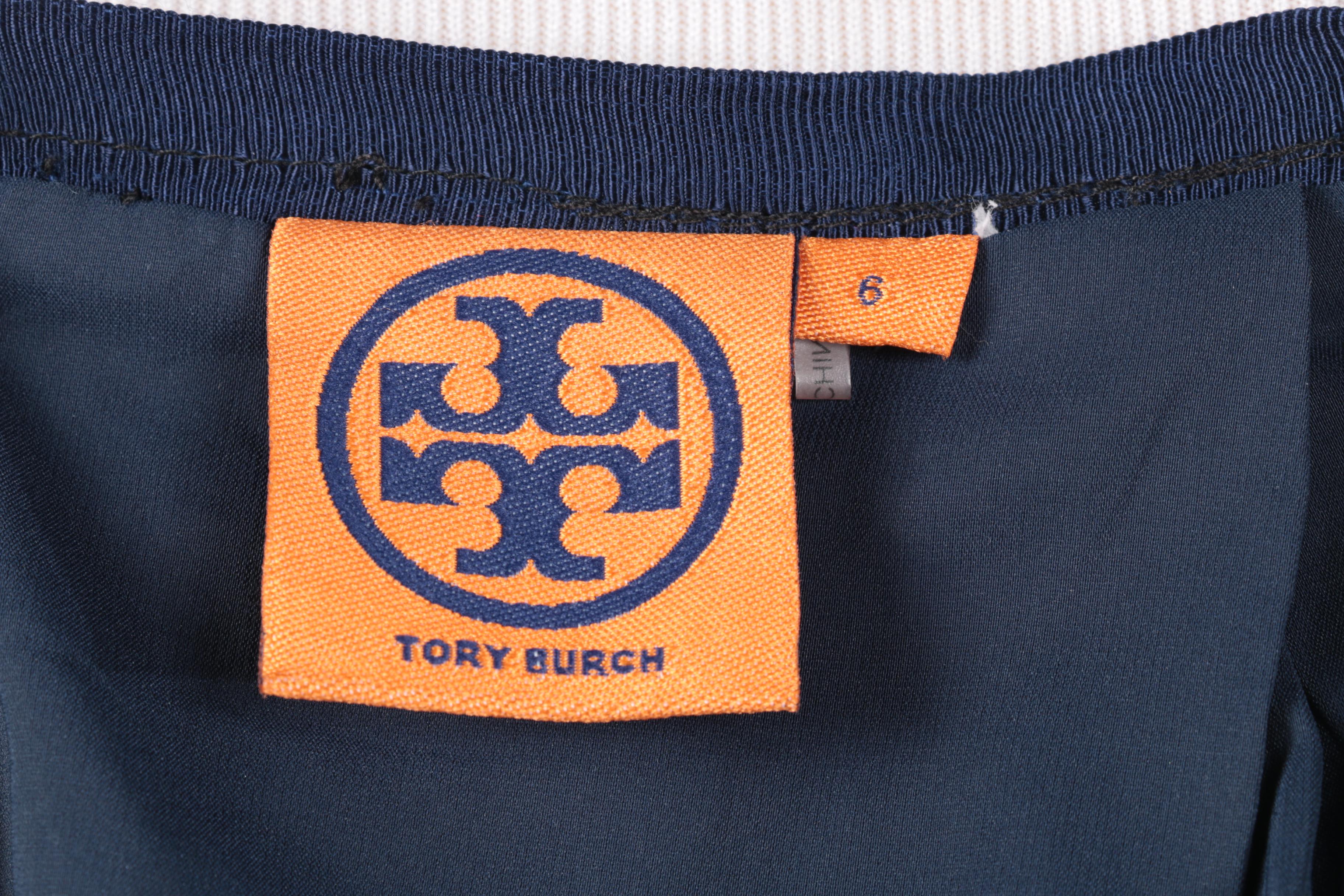 Tory Burch Dark Navy and White Tweed Skirt