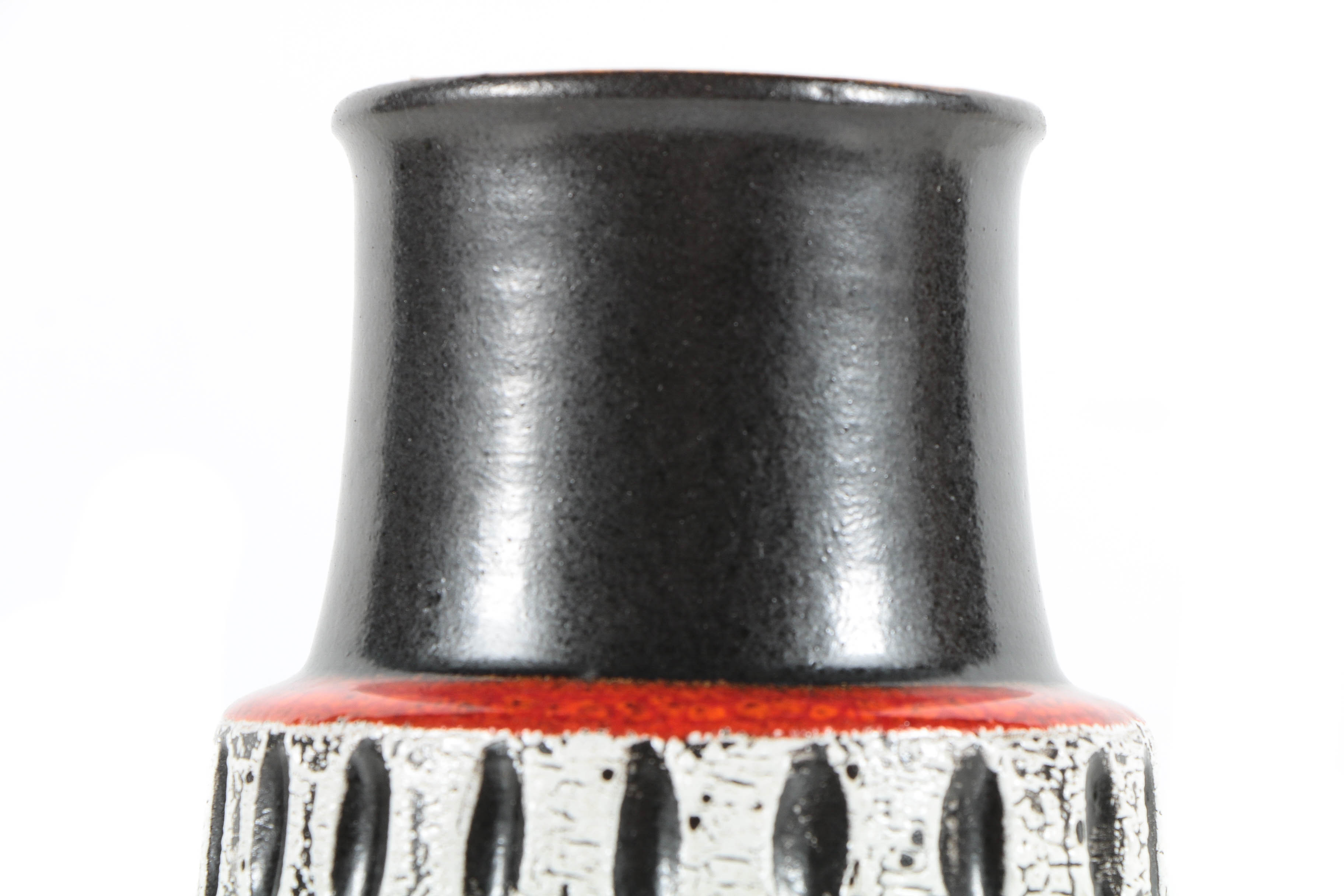 Scheurich Fat Lava Vase with Incised Pattern