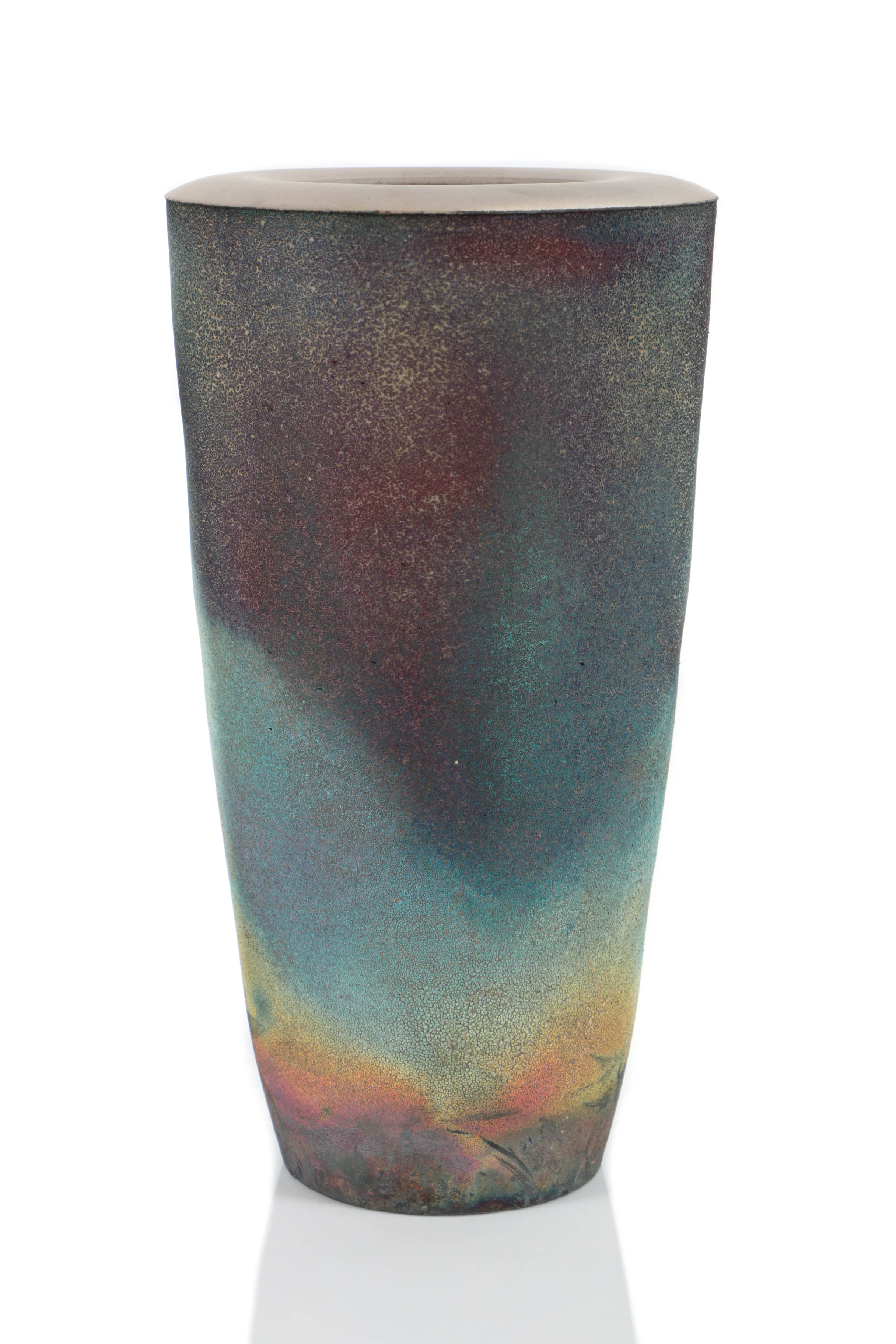 Hand Thrown Stoneware Raku Fired Ceramic Vase