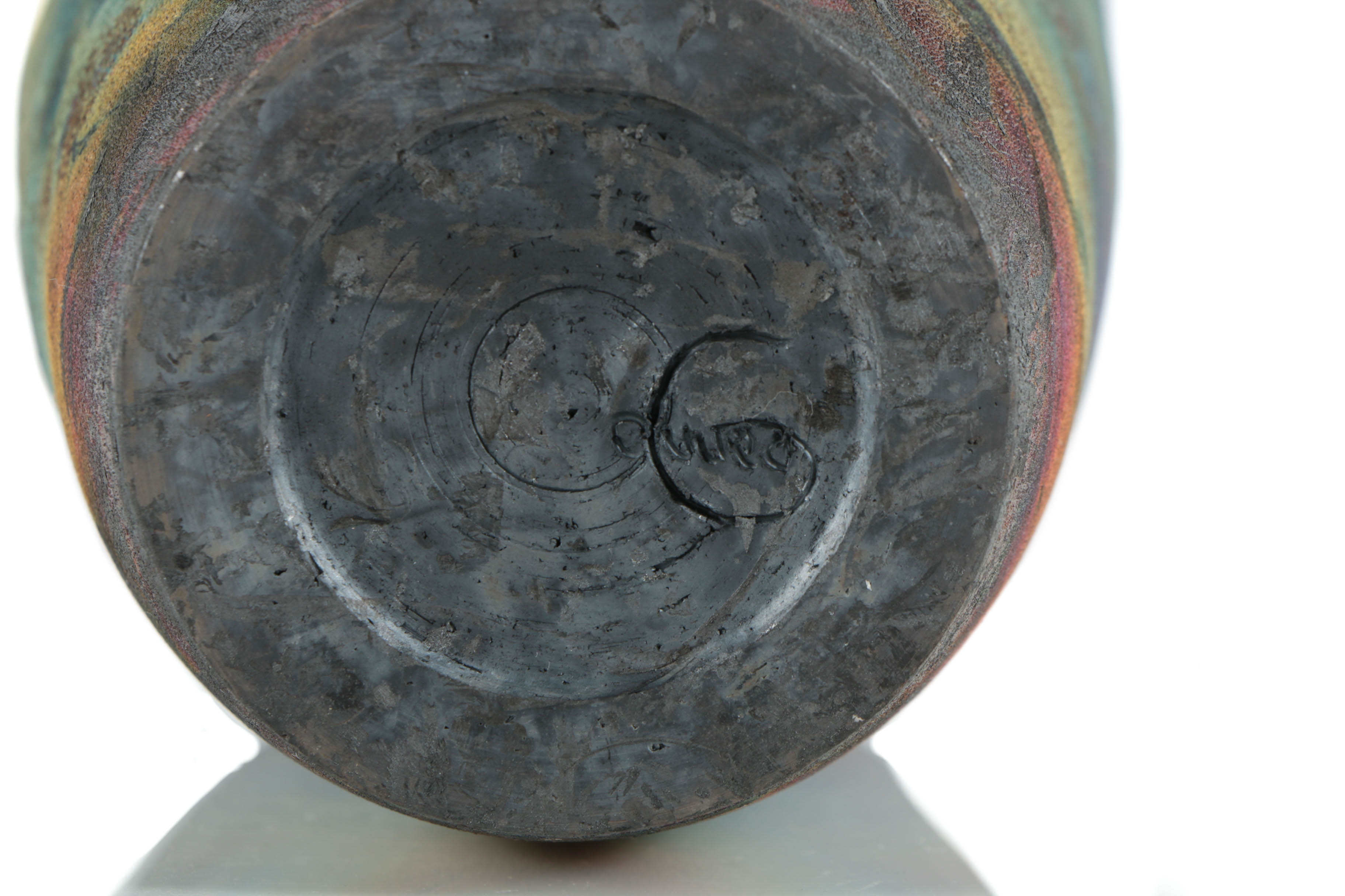 Hand Thrown Stoneware Raku Fired Ceramic Vase