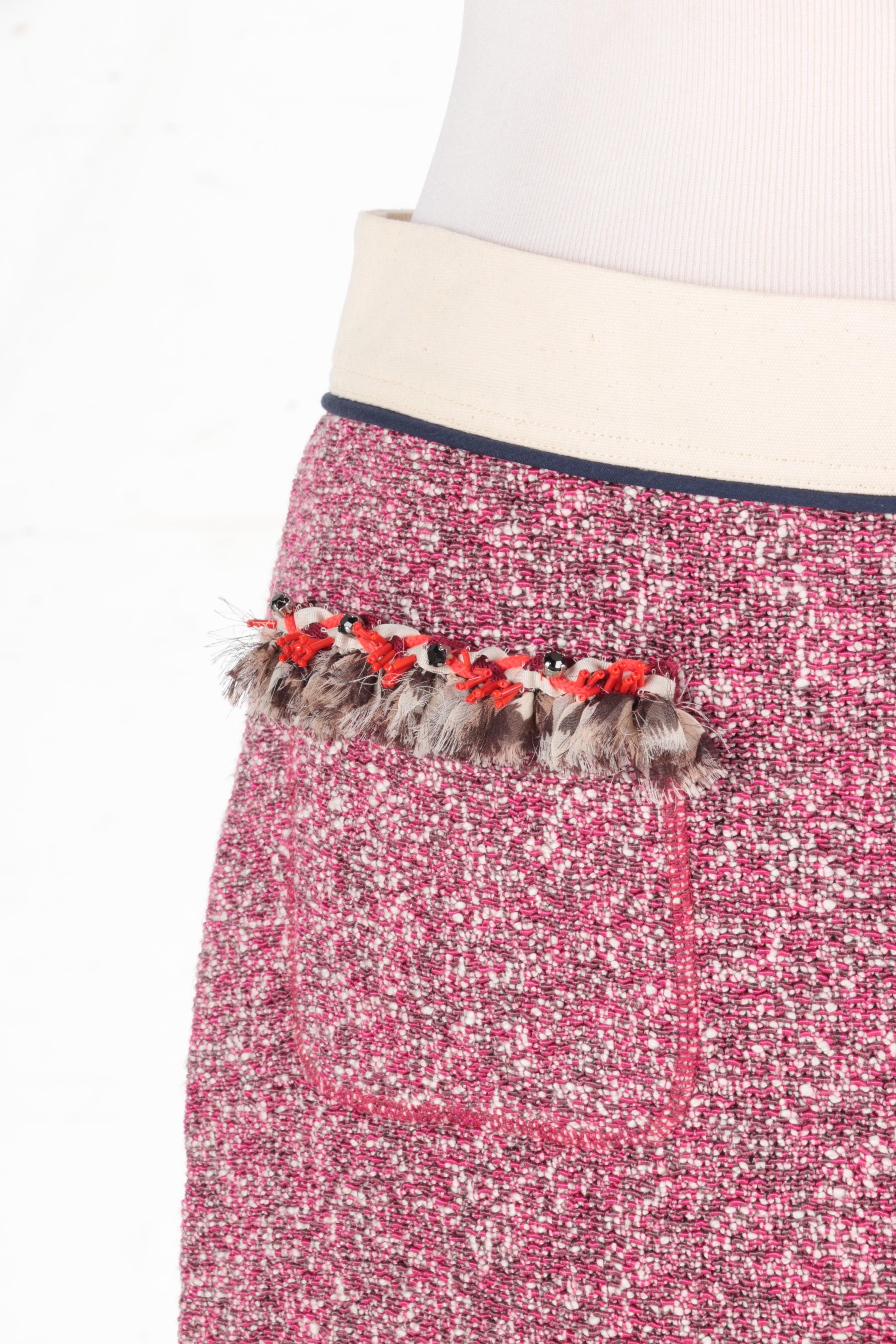 Tory Burch Tweed and Canvas Skirt