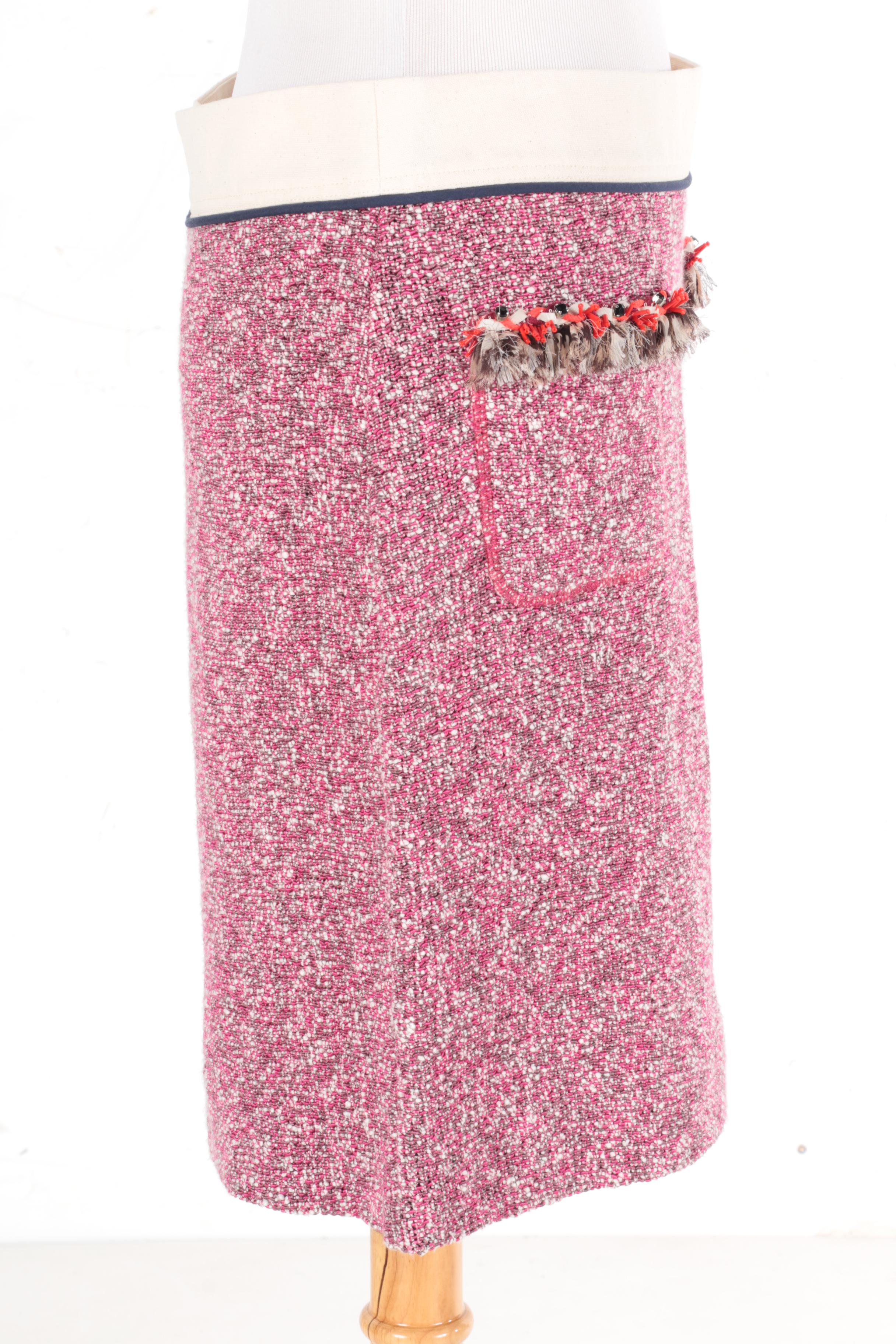 Tory Burch Tweed and Canvas Skirt