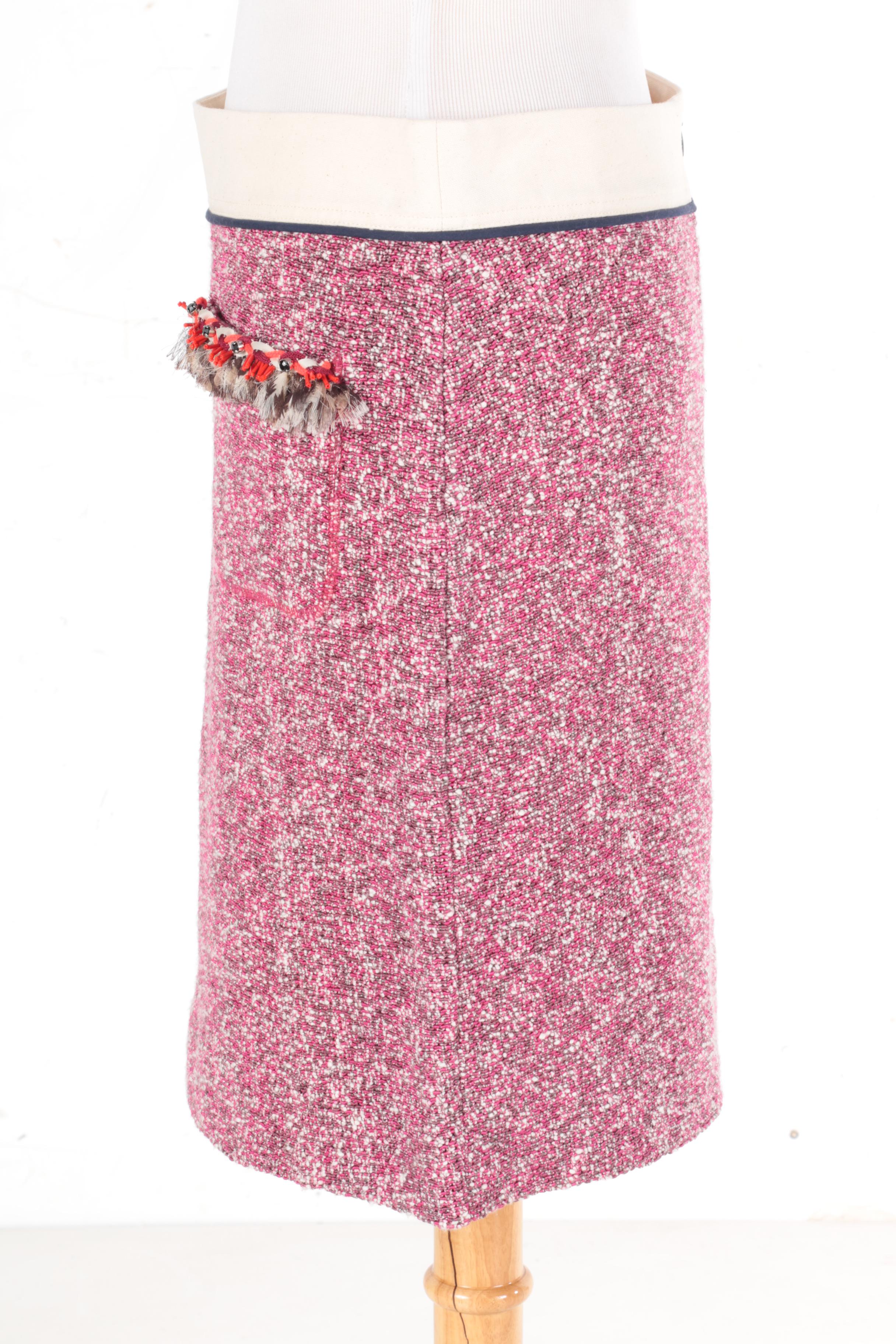 Tory Burch Tweed and Canvas Skirt