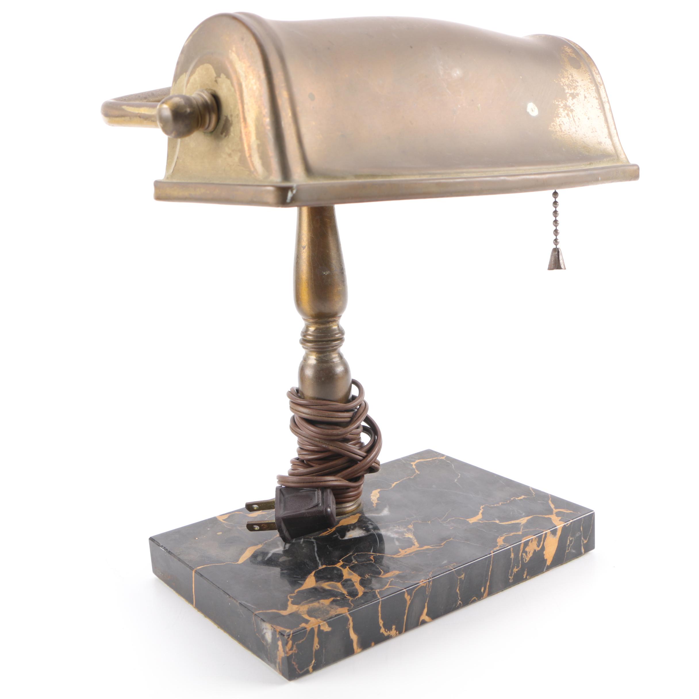 Brass Piano Lamp on Marble Base