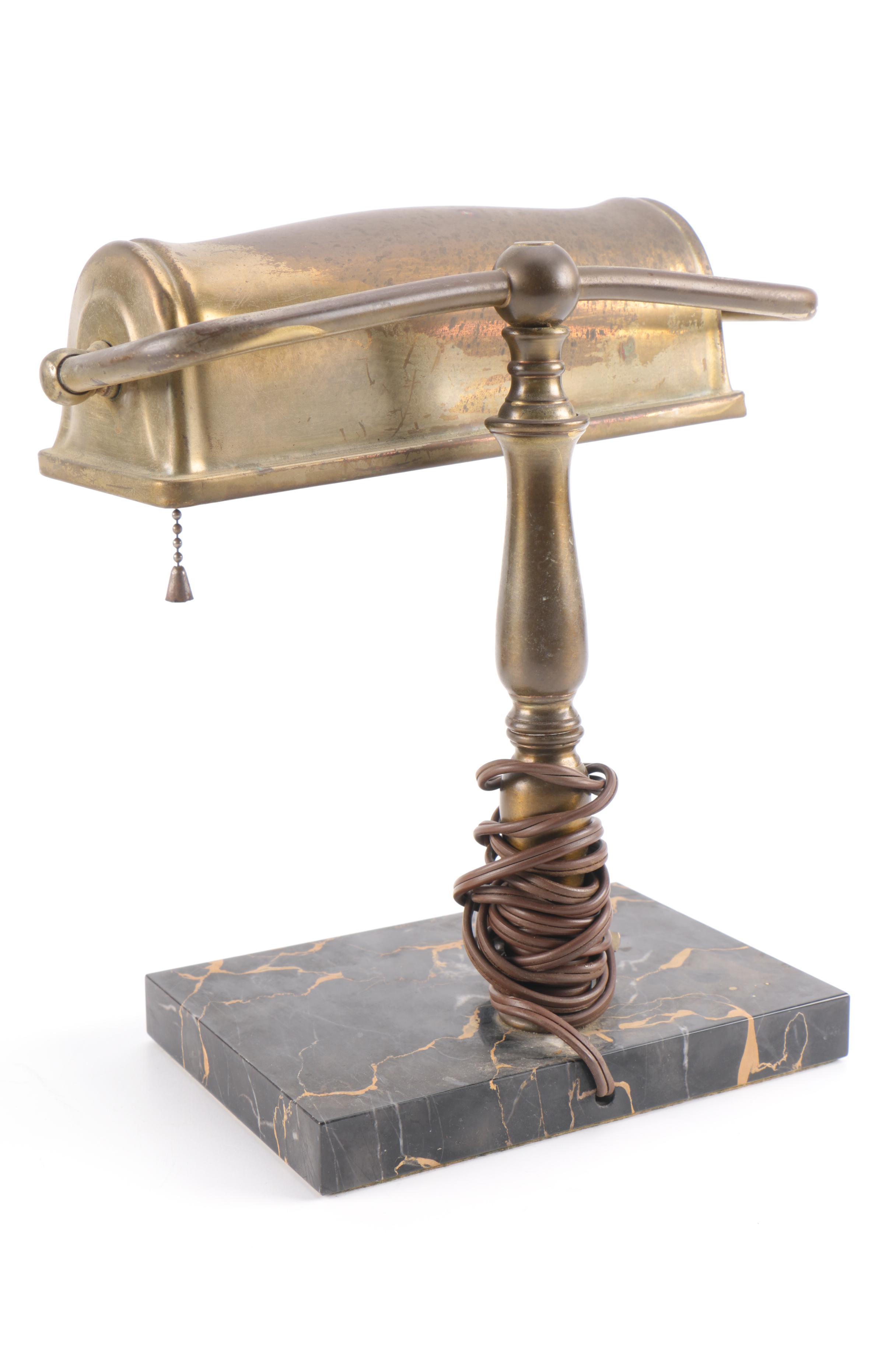 Brass Piano Lamp on Marble Base