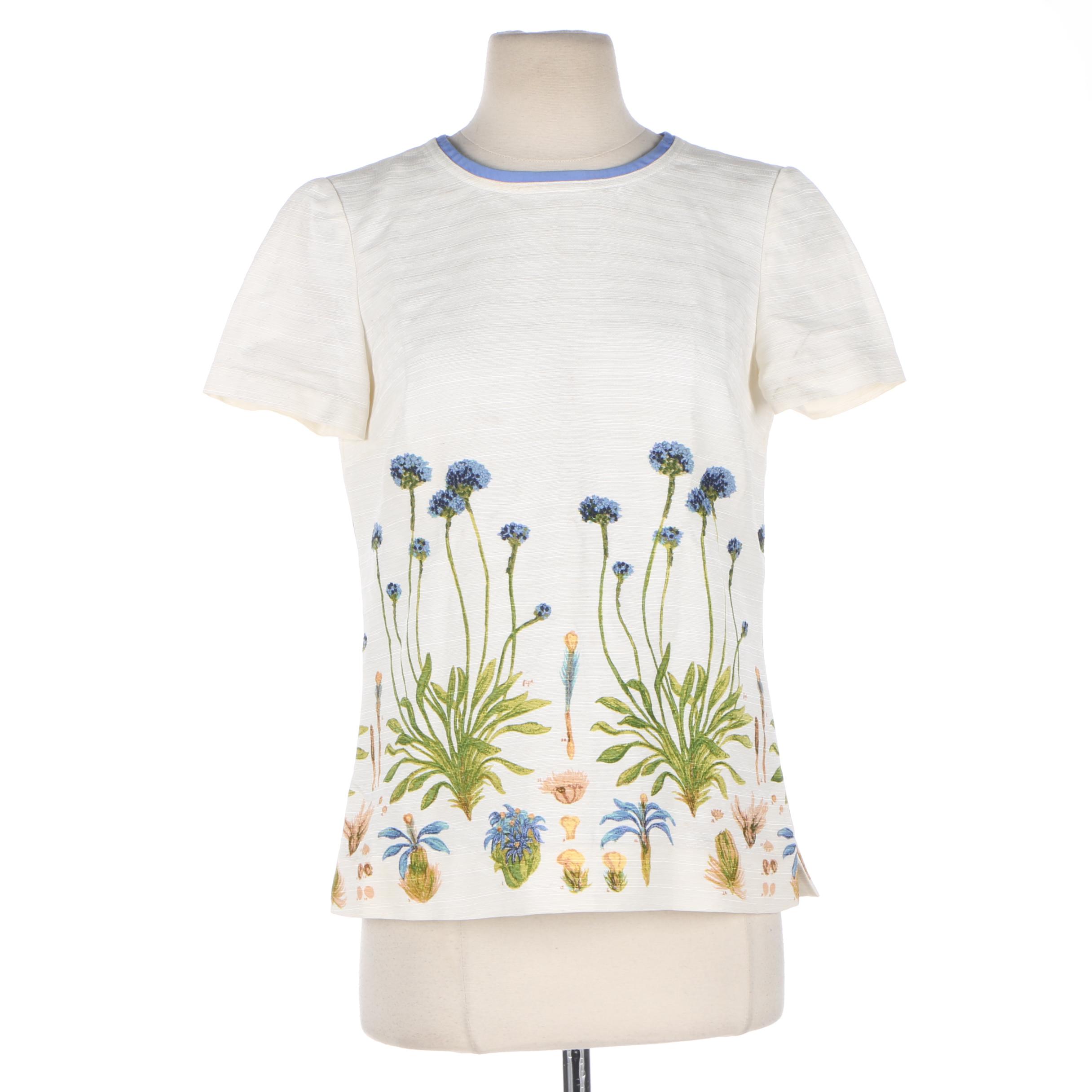 Linen Silk Blend Tory Burch Floral Top