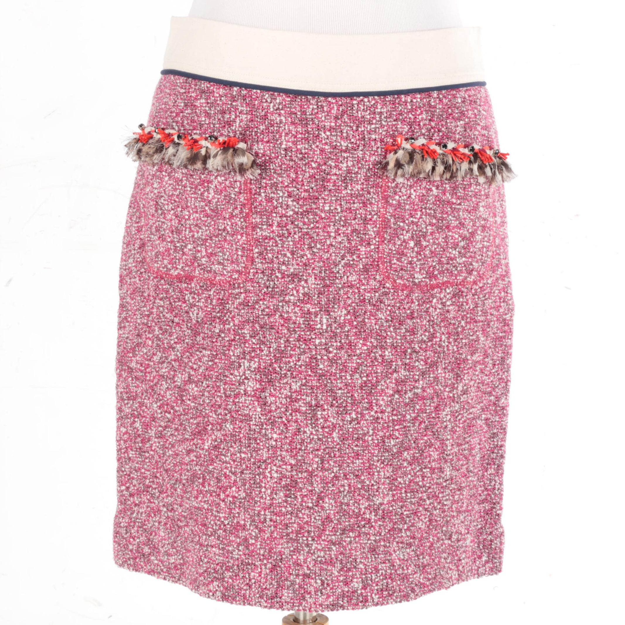Tory Burch Tweed and Canvas Skirt