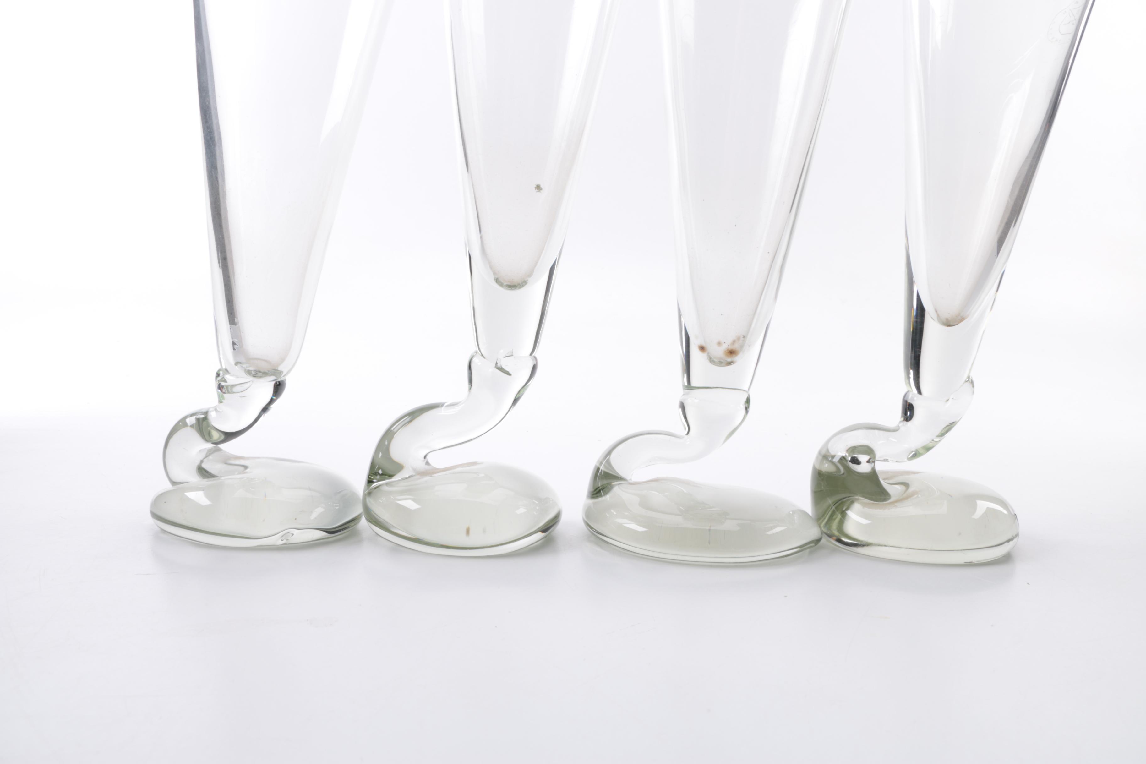 Set of Four Polish Hand Blown Plisner Glasses