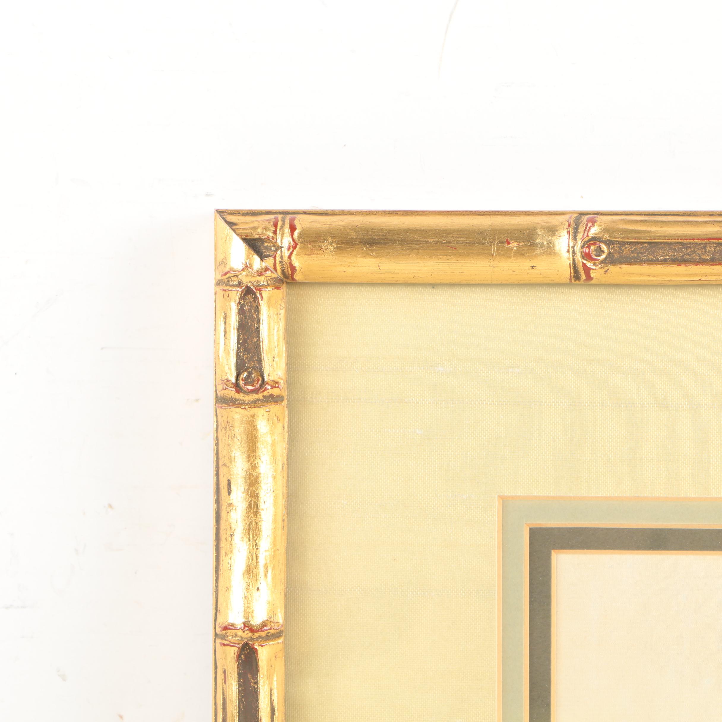 East Asian Watercolor Painting on Silk of Man Sitting in Mountains