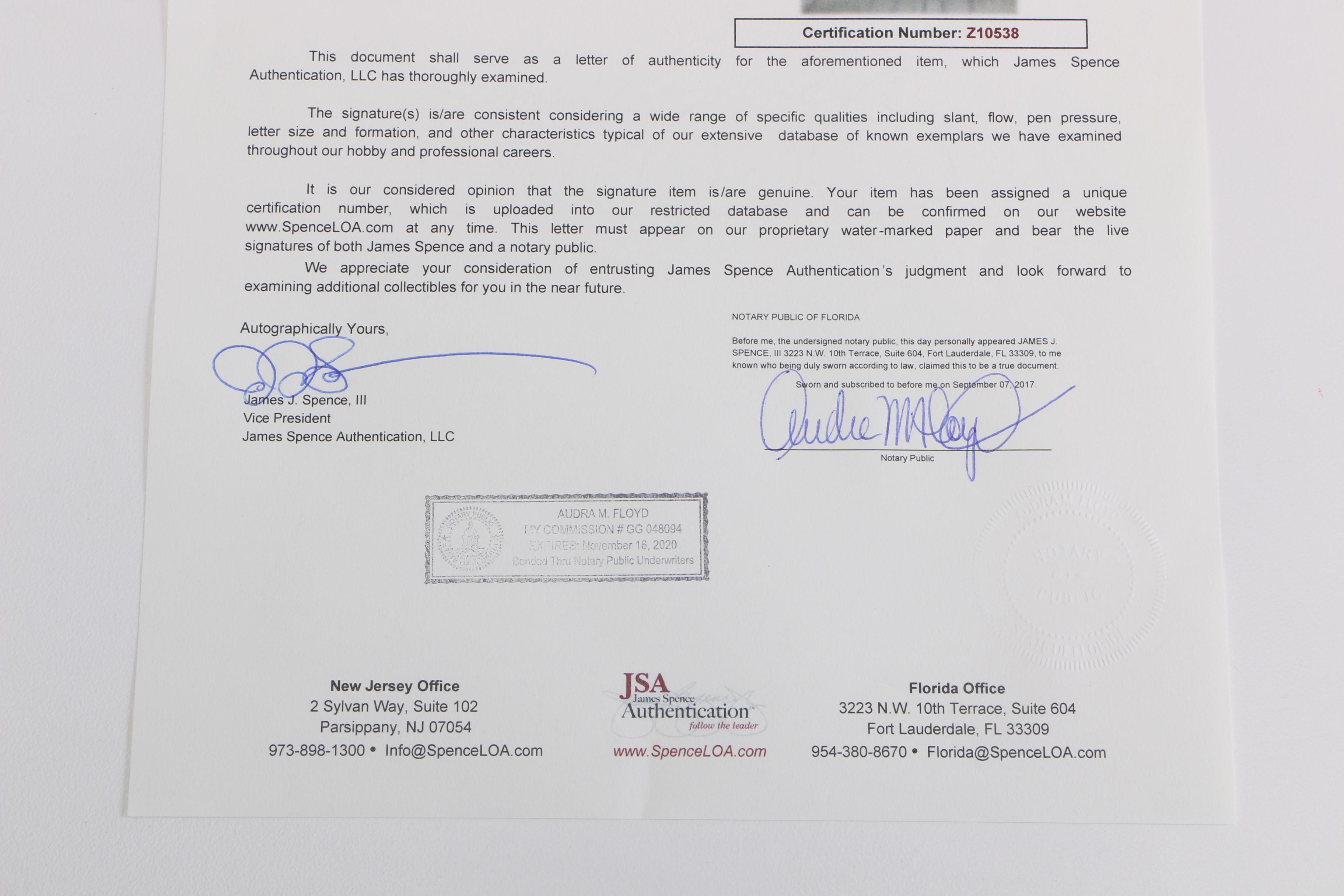 Tiger Woods Signed BMW Championship Flag