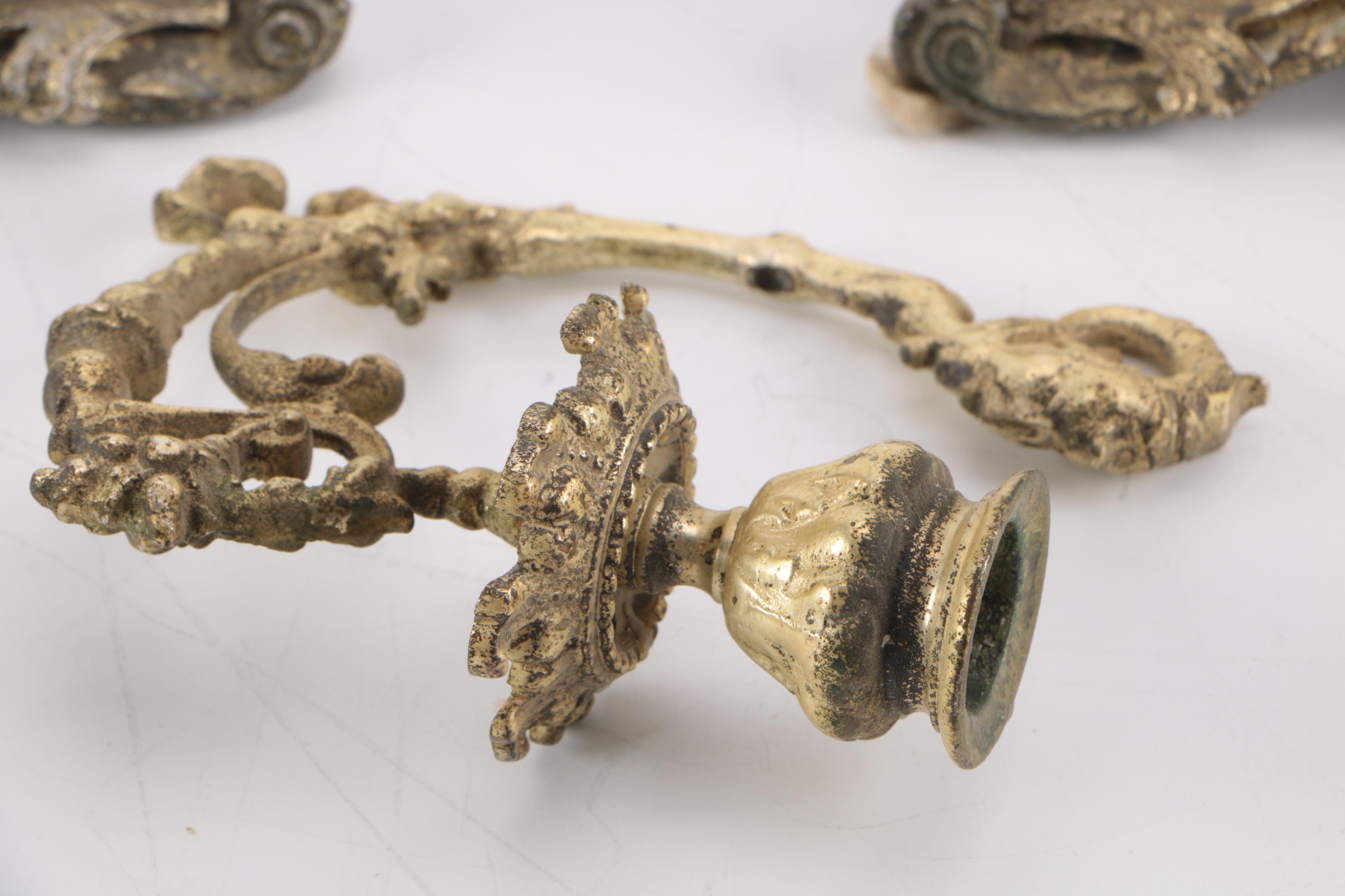 Rococo Style Brass Toned Metal Candelabra