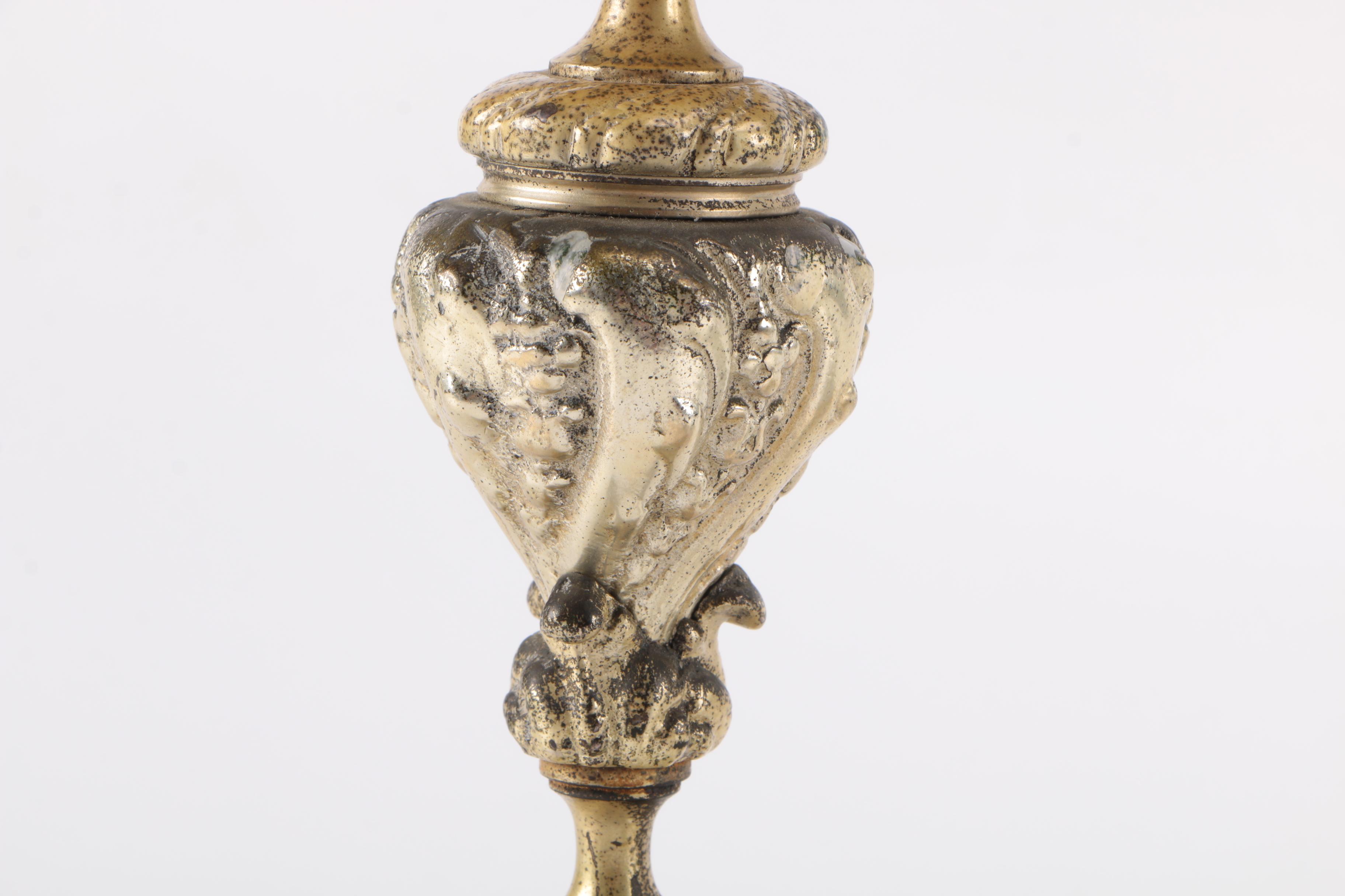 Rococo Style Brass Toned Metal Candelabra