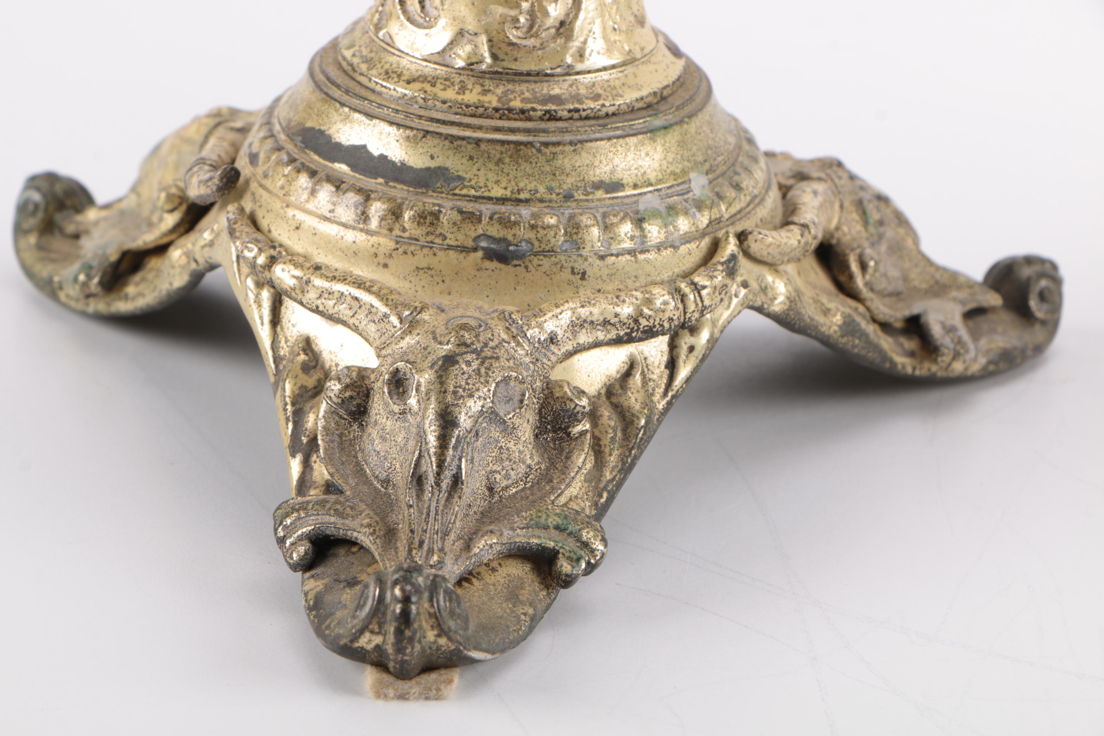 Rococo Style Brass Toned Metal Candelabra