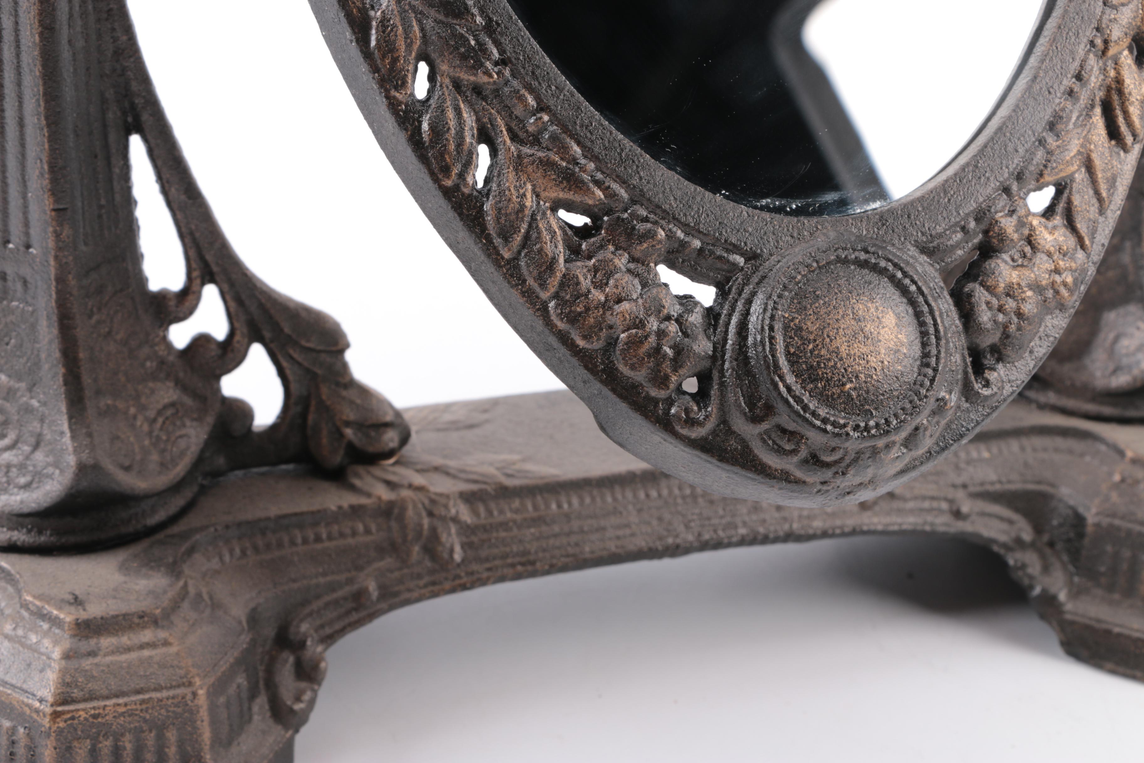 Vintage Cast Metal Vanity Mirror on Stand