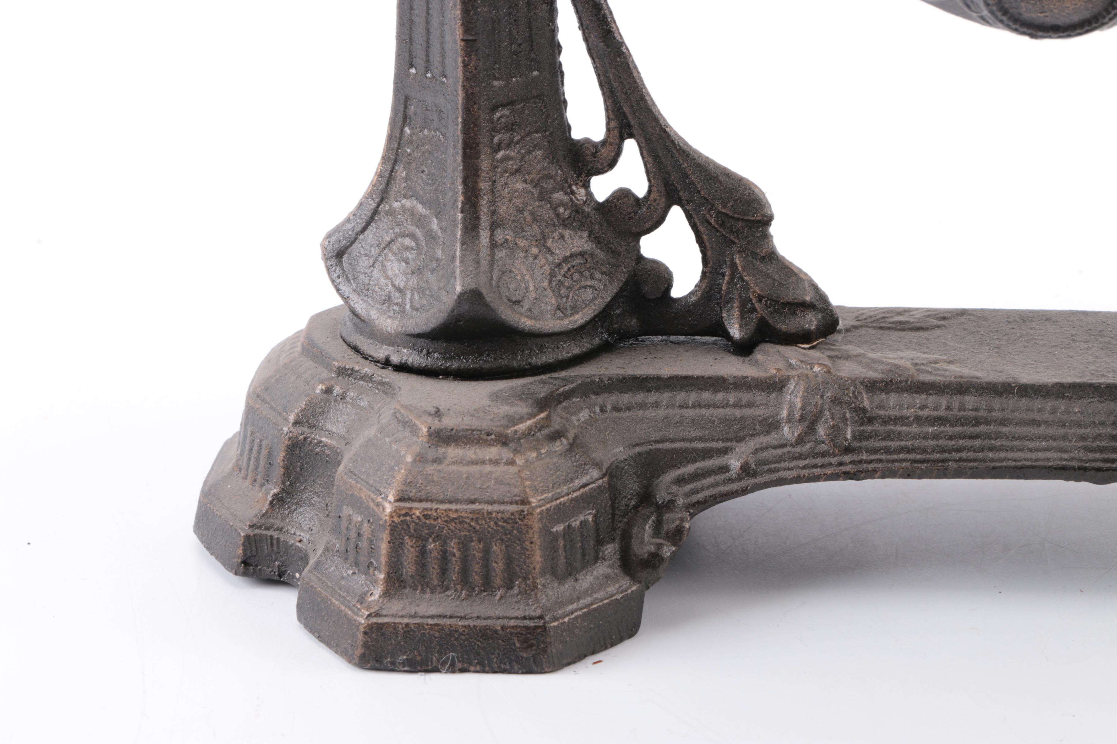 Vintage Cast Metal Vanity Mirror on Stand