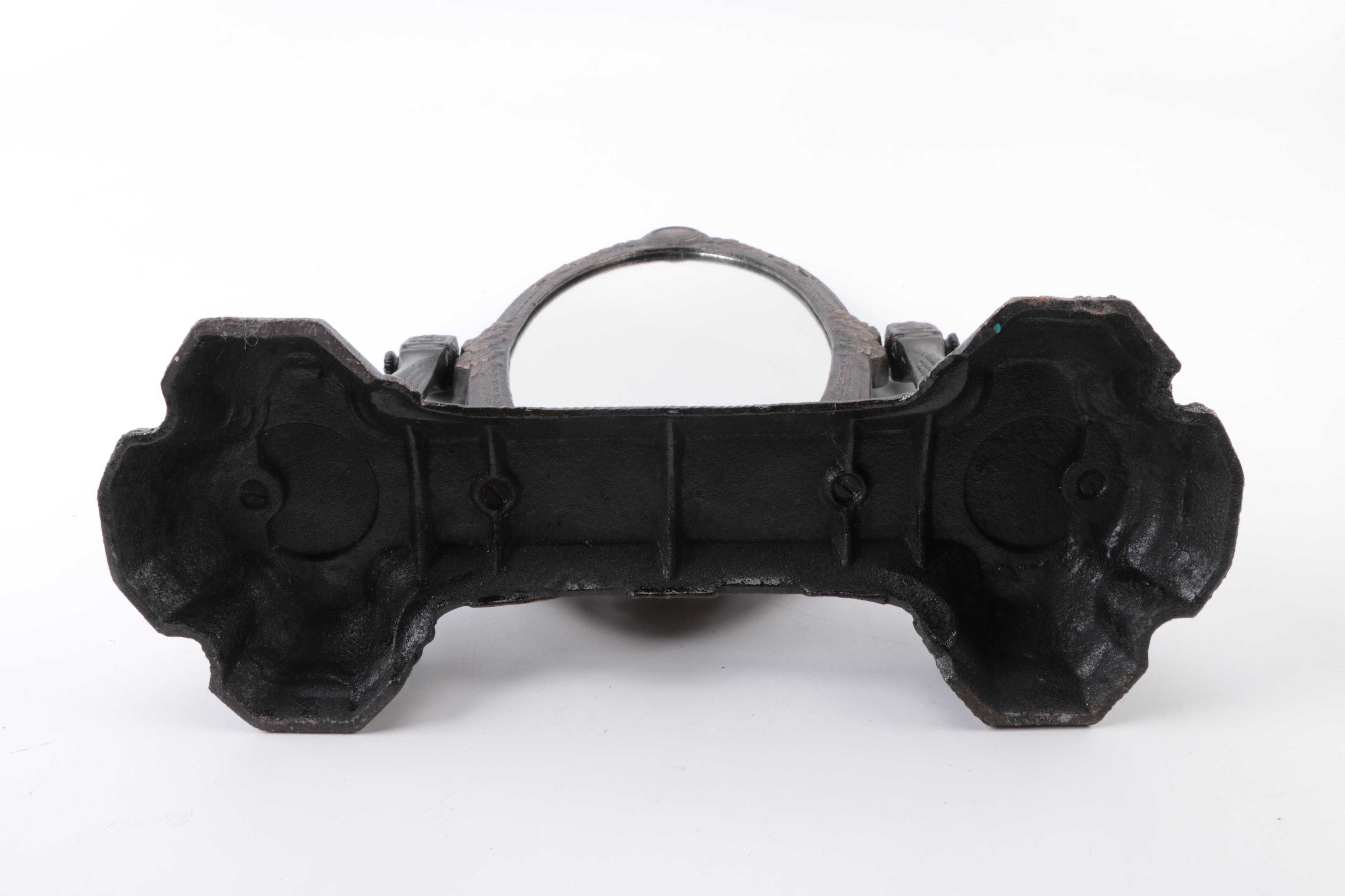 Vintage Cast Metal Vanity Mirror on Stand