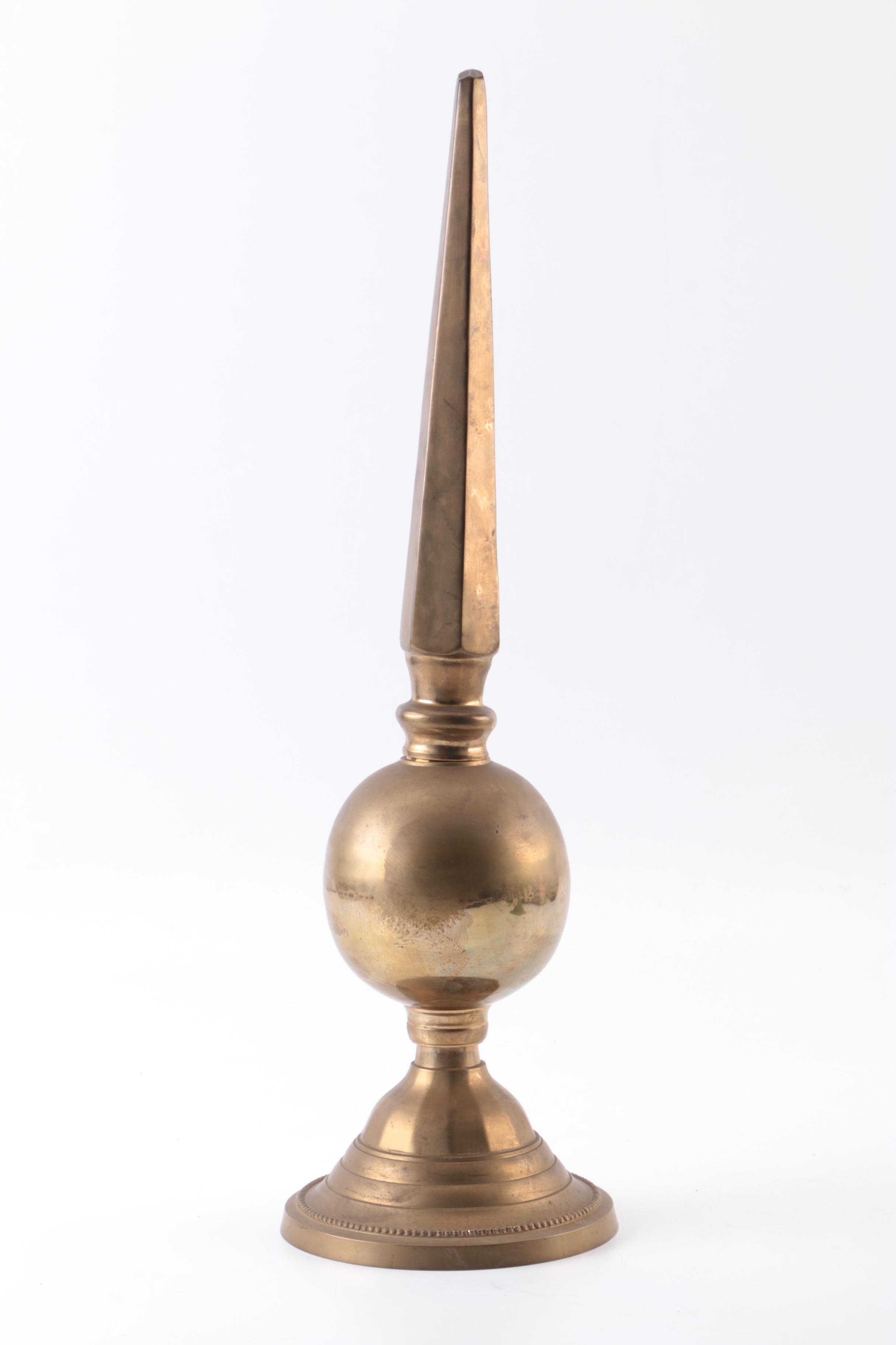 Brass Finial with Metal Candle Holder