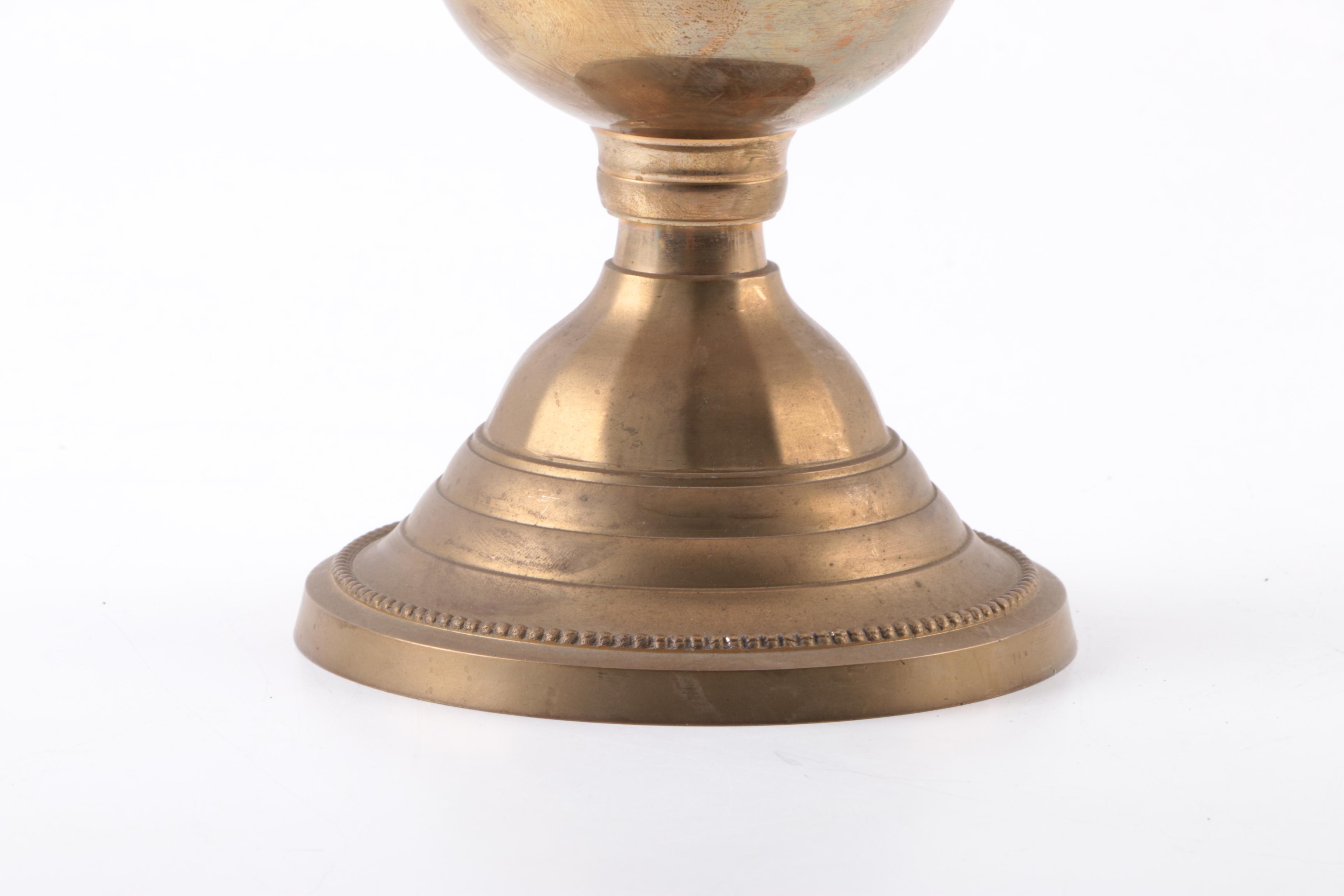 Brass Finial with Metal Candle Holder