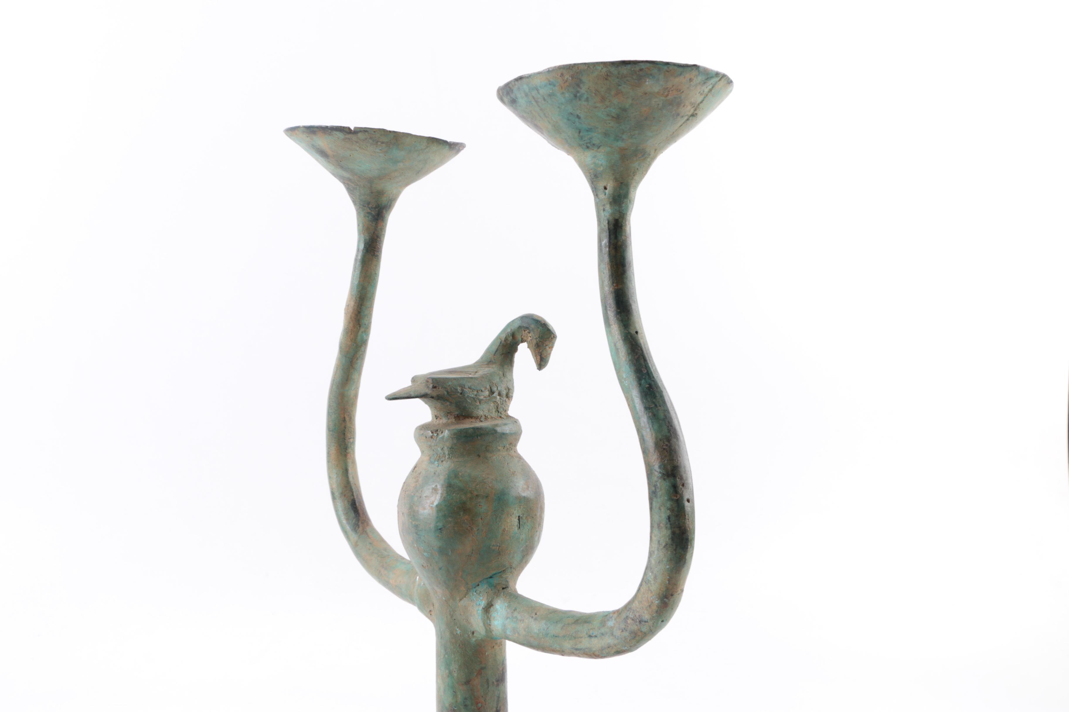 Brass Finial with Metal Candle Holder