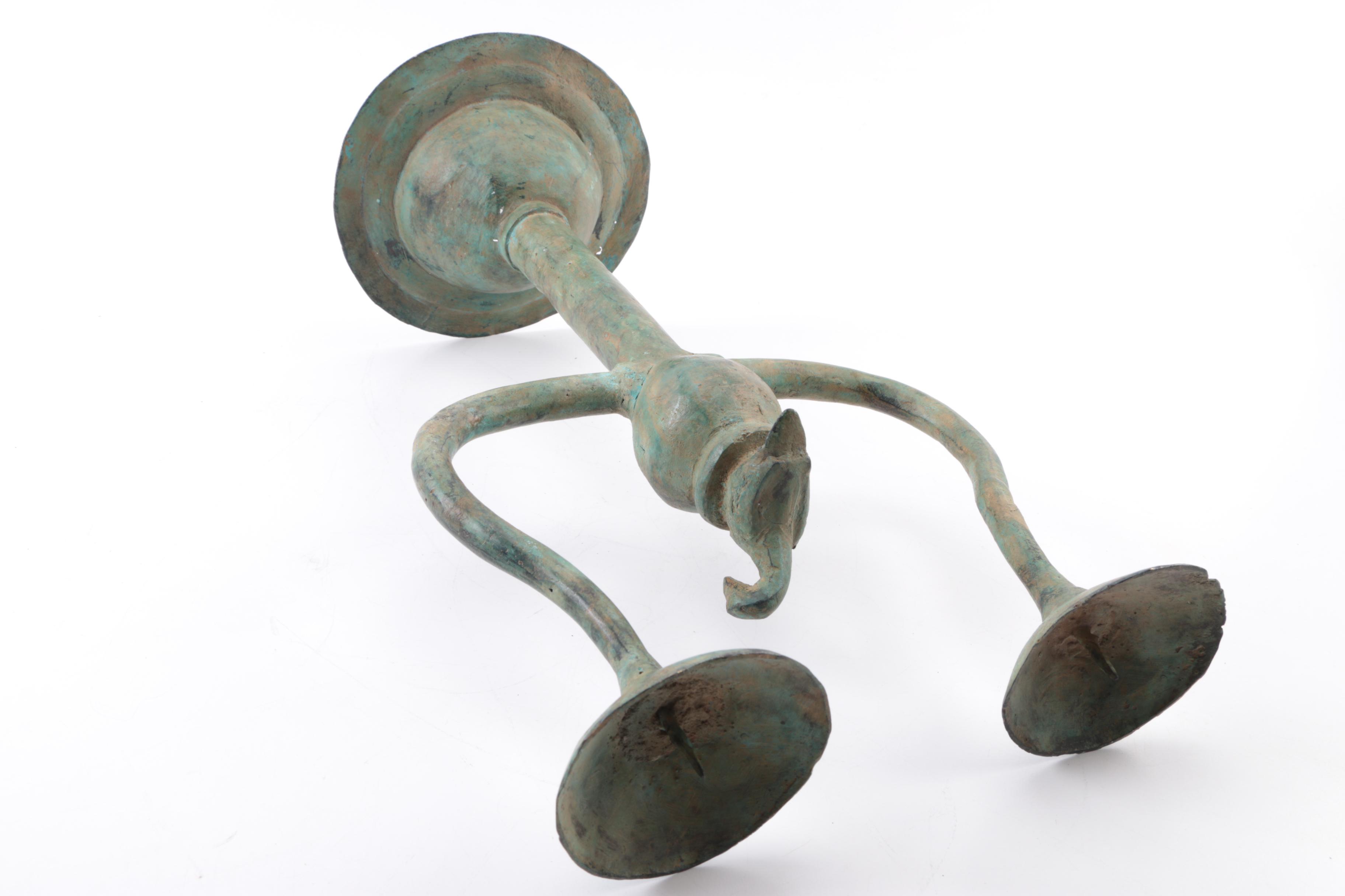 Brass Finial with Metal Candle Holder