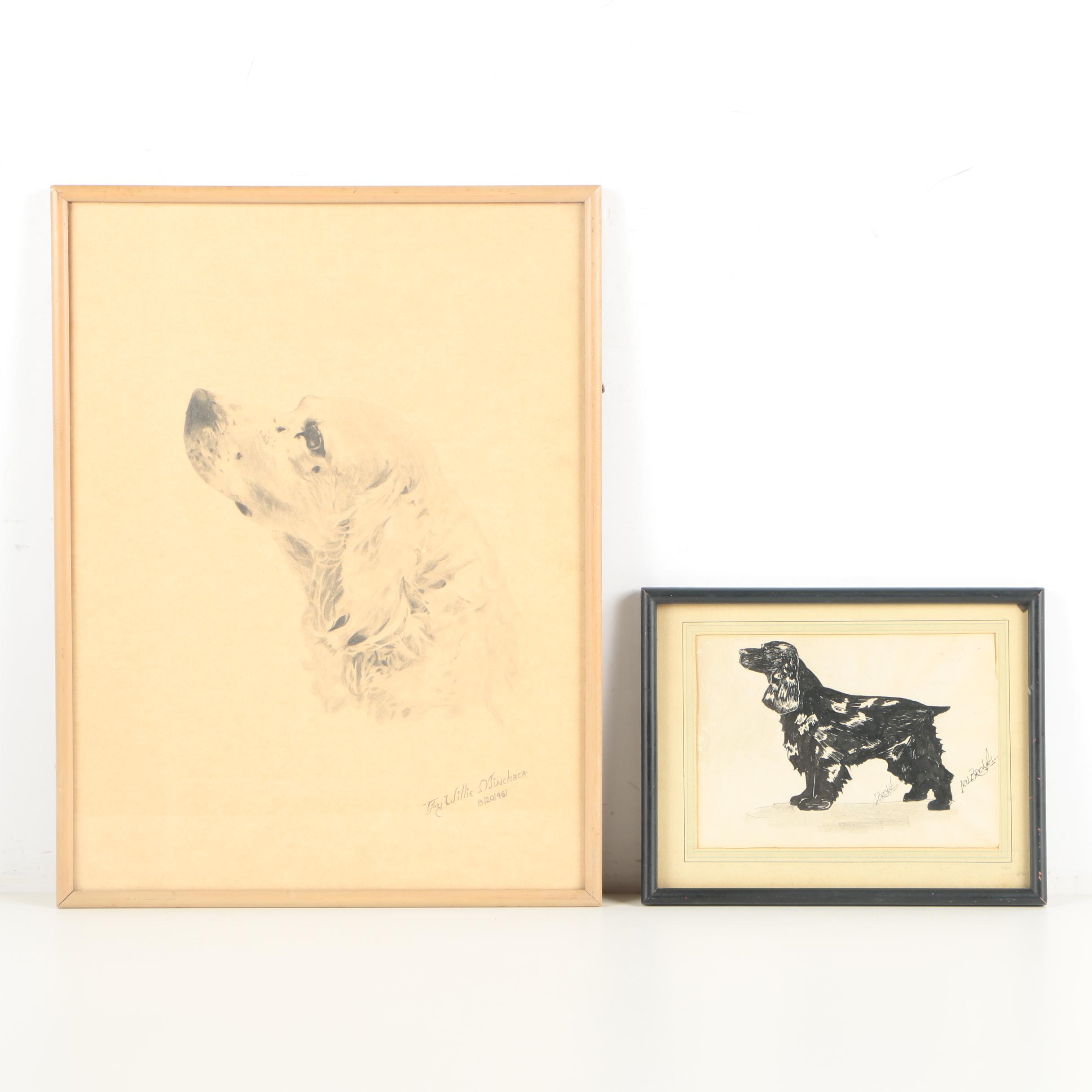 Irv Brown and Willie Minchaca Drawings of Cocker Spaniels