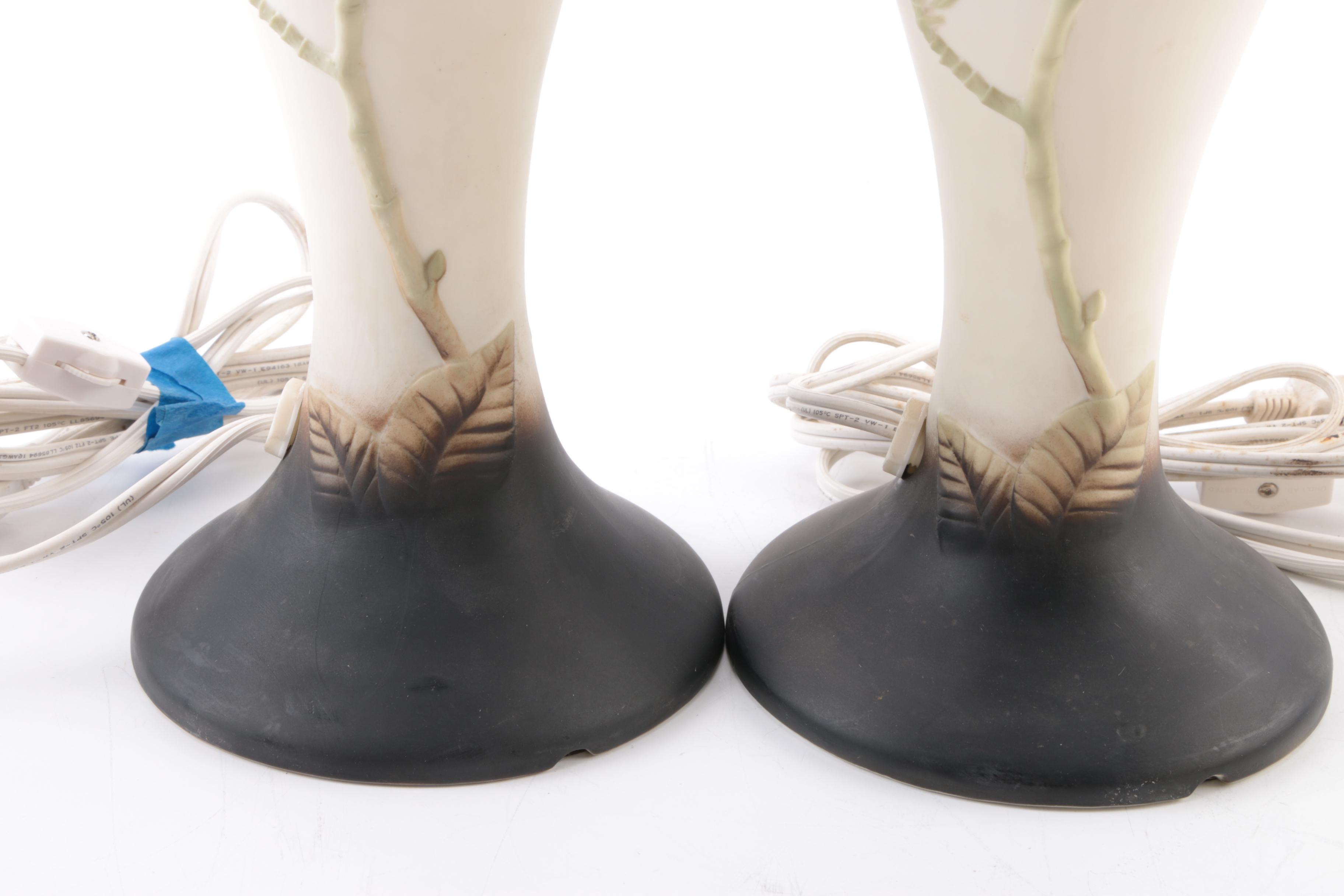 Iris Motif Porcelain Table Lamps