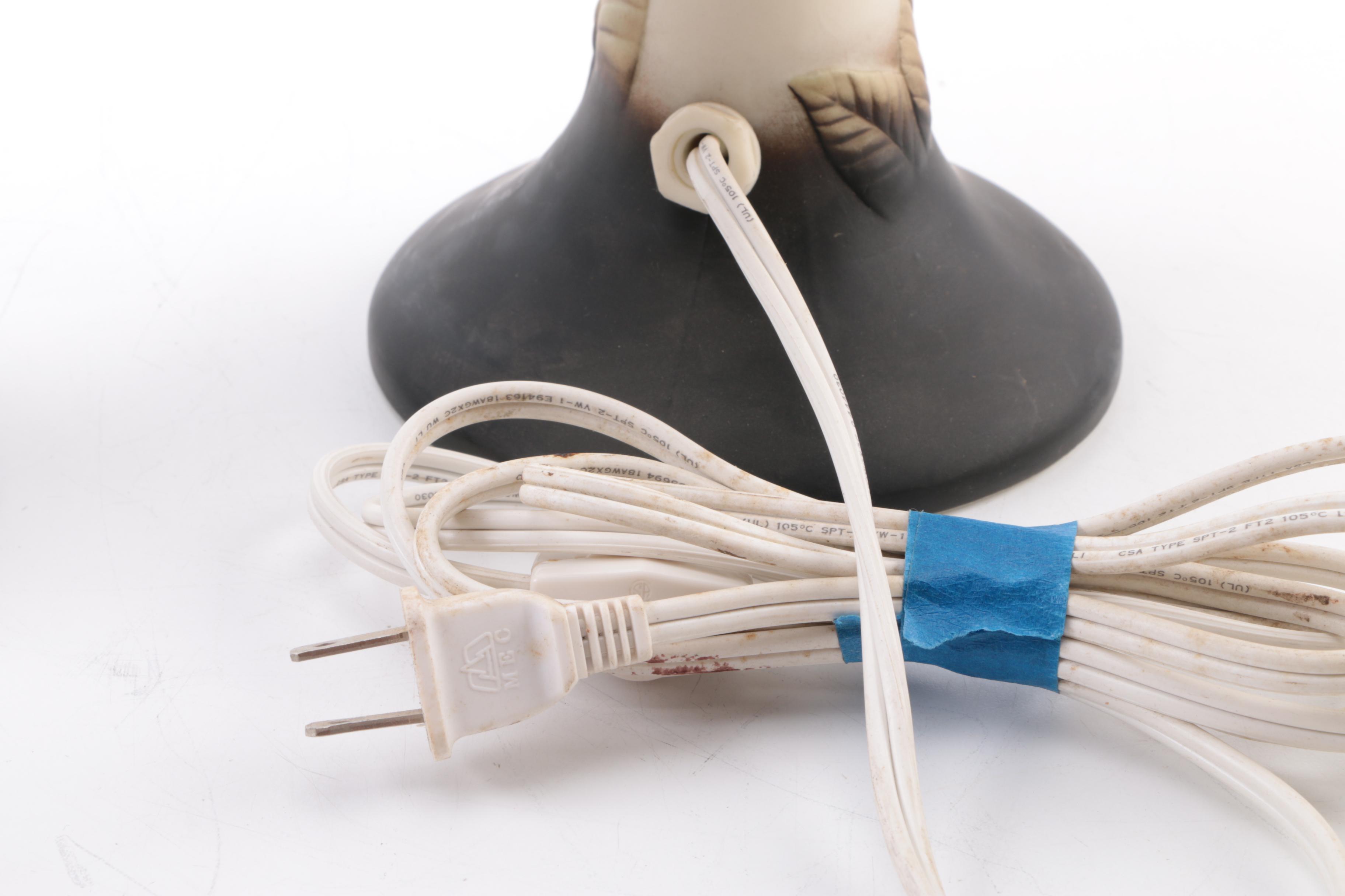 Iris Motif Porcelain Table Lamps