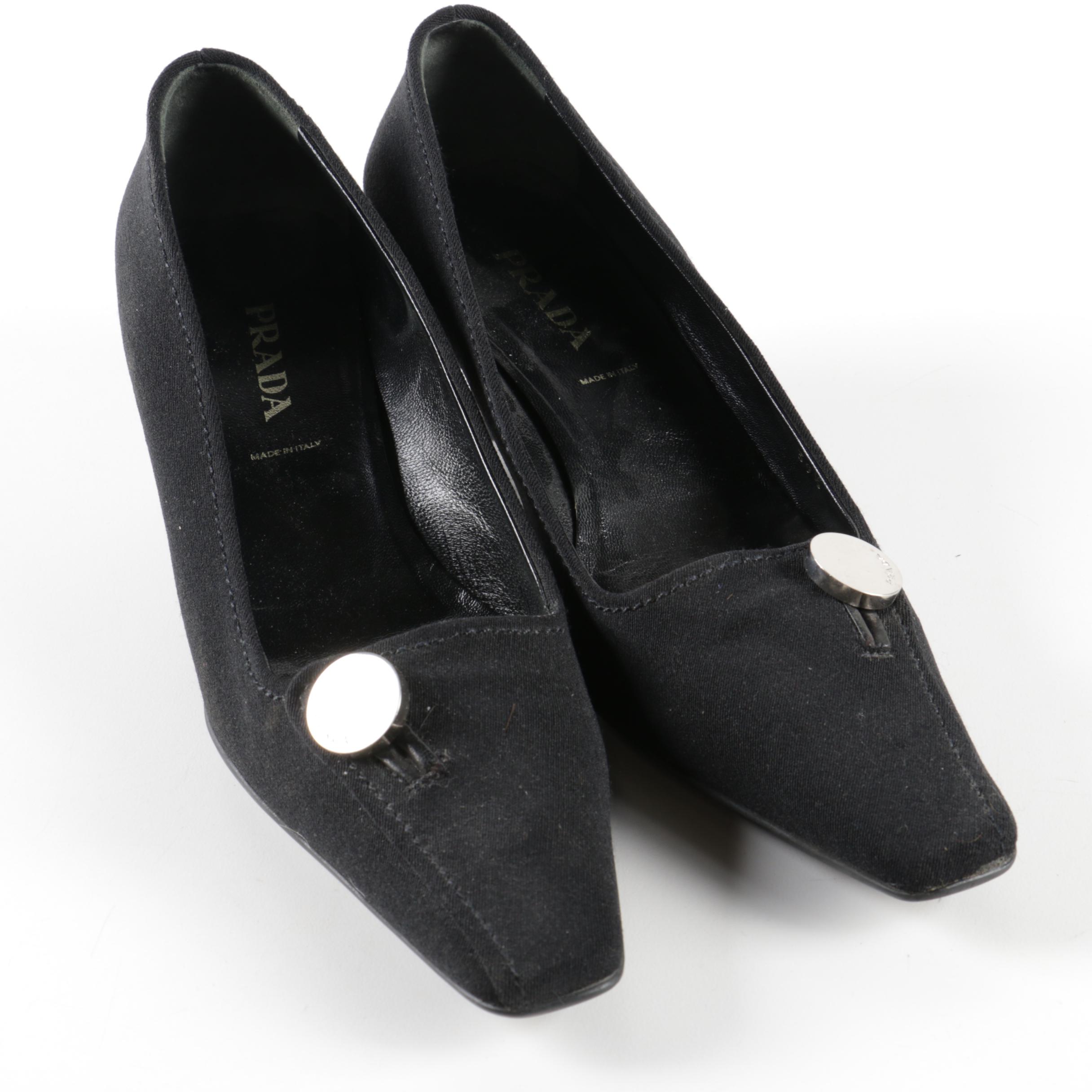 Prada Black Suede Kitten Heels