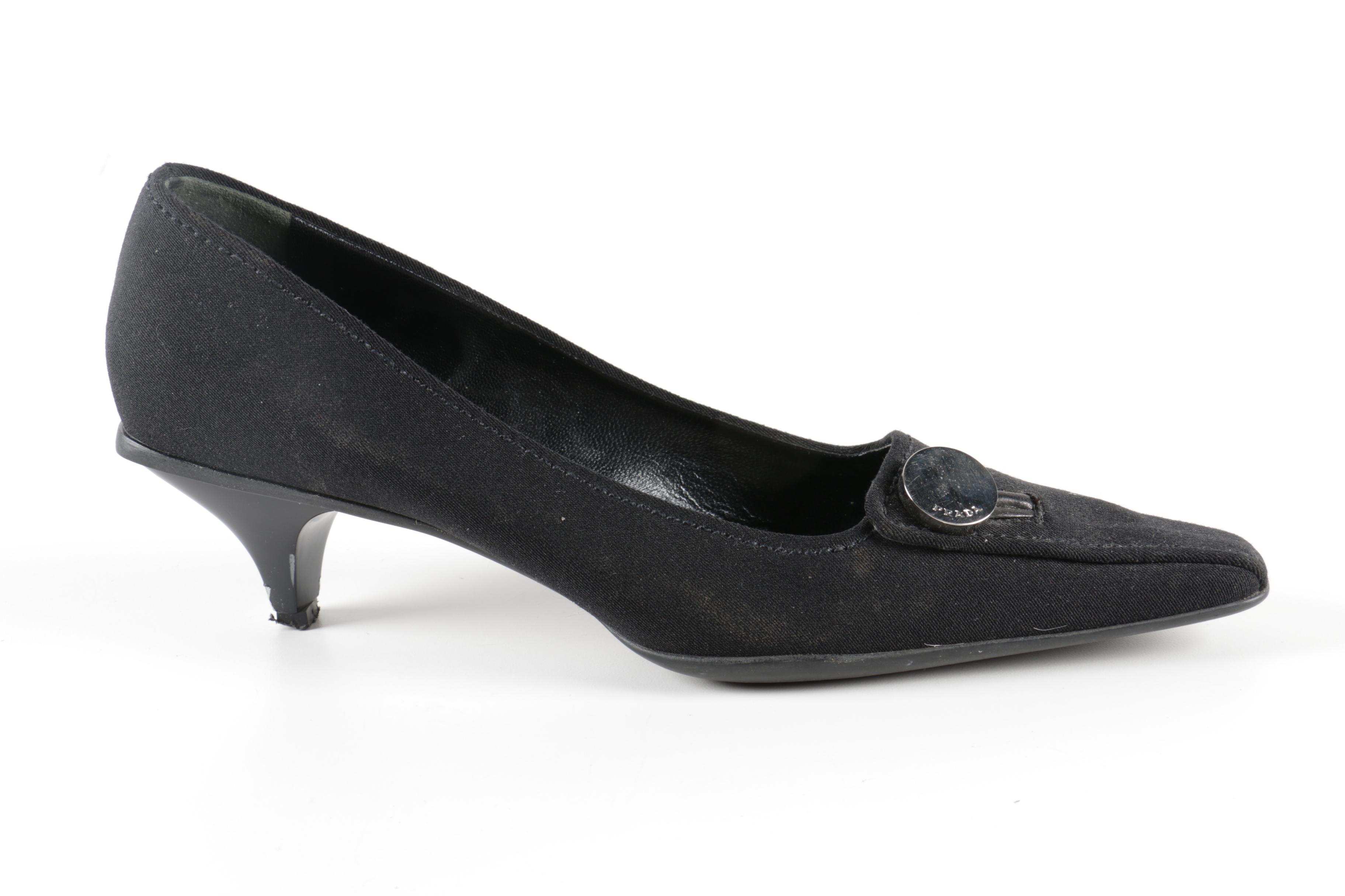 Prada Black Suede Kitten Heels