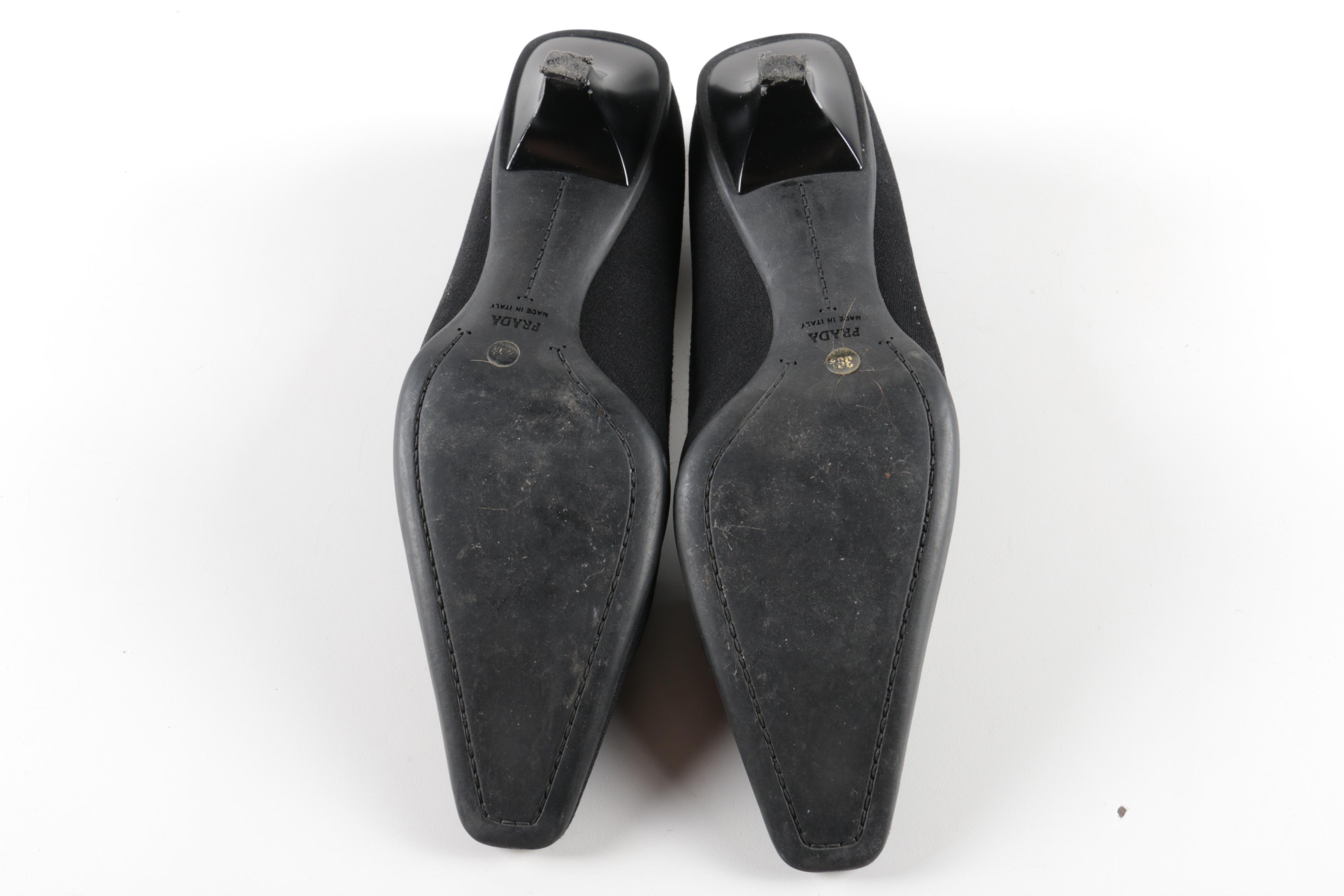 Prada Black Suede Kitten Heels