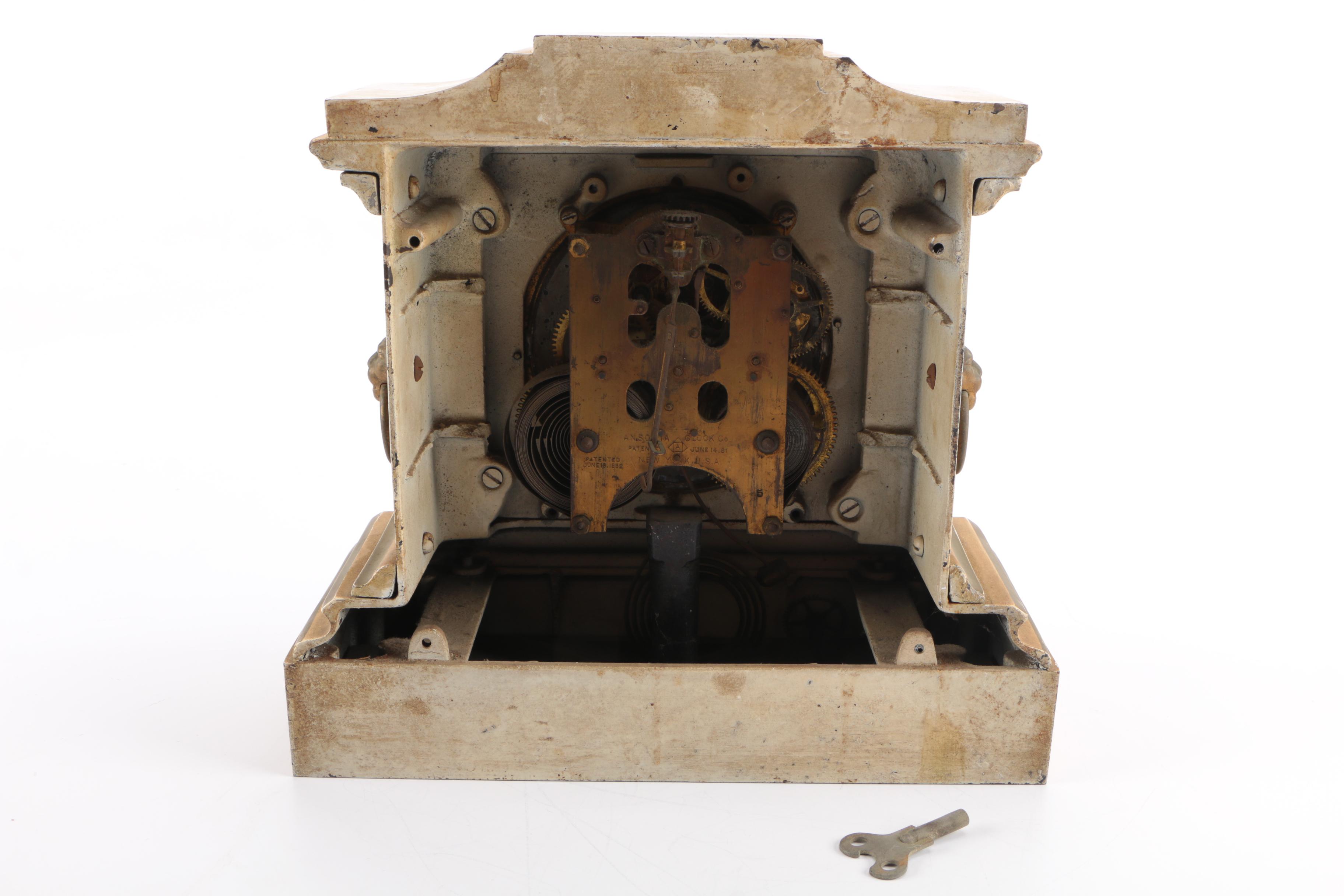 Antique Cast Iron Ansonia Mantel Clock