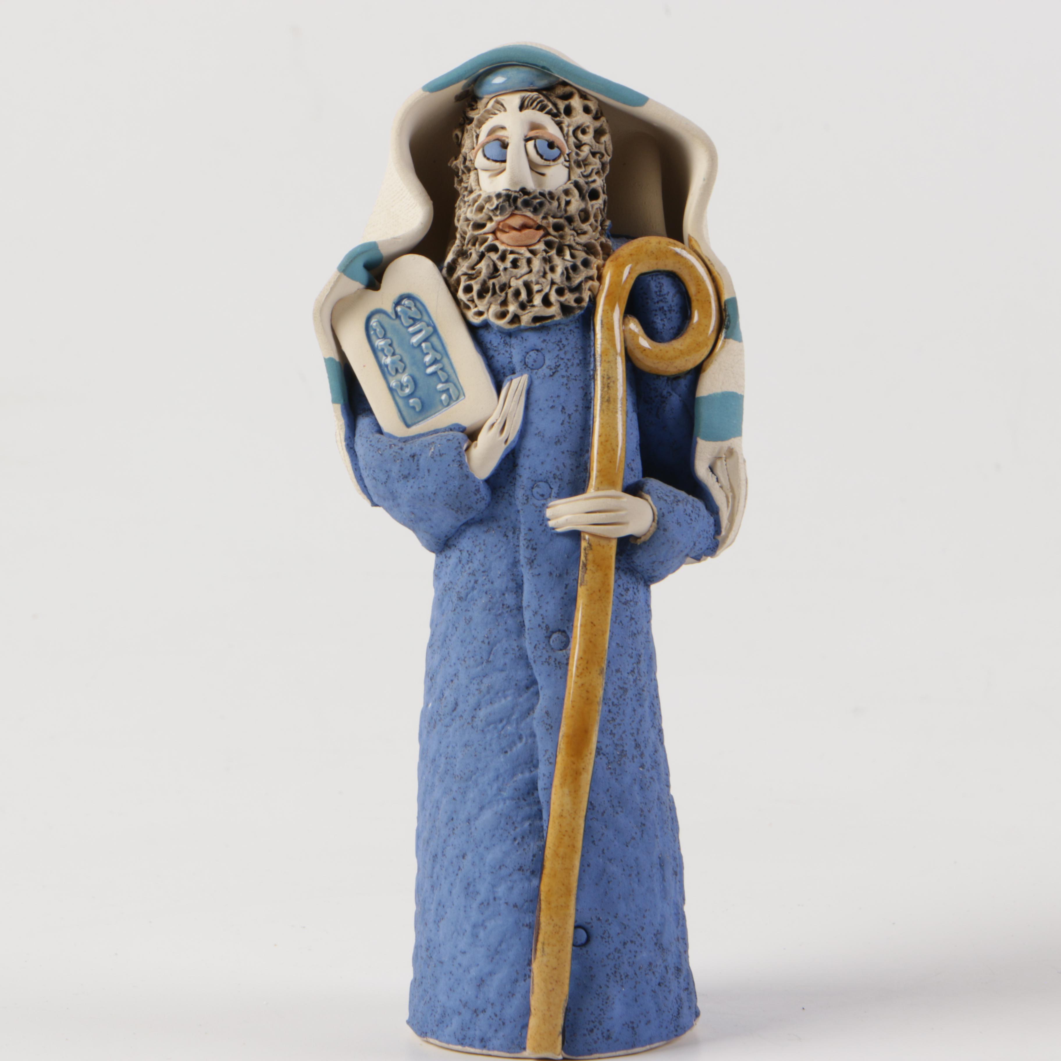 Handbuilt Ceramic Rabbi Figurines