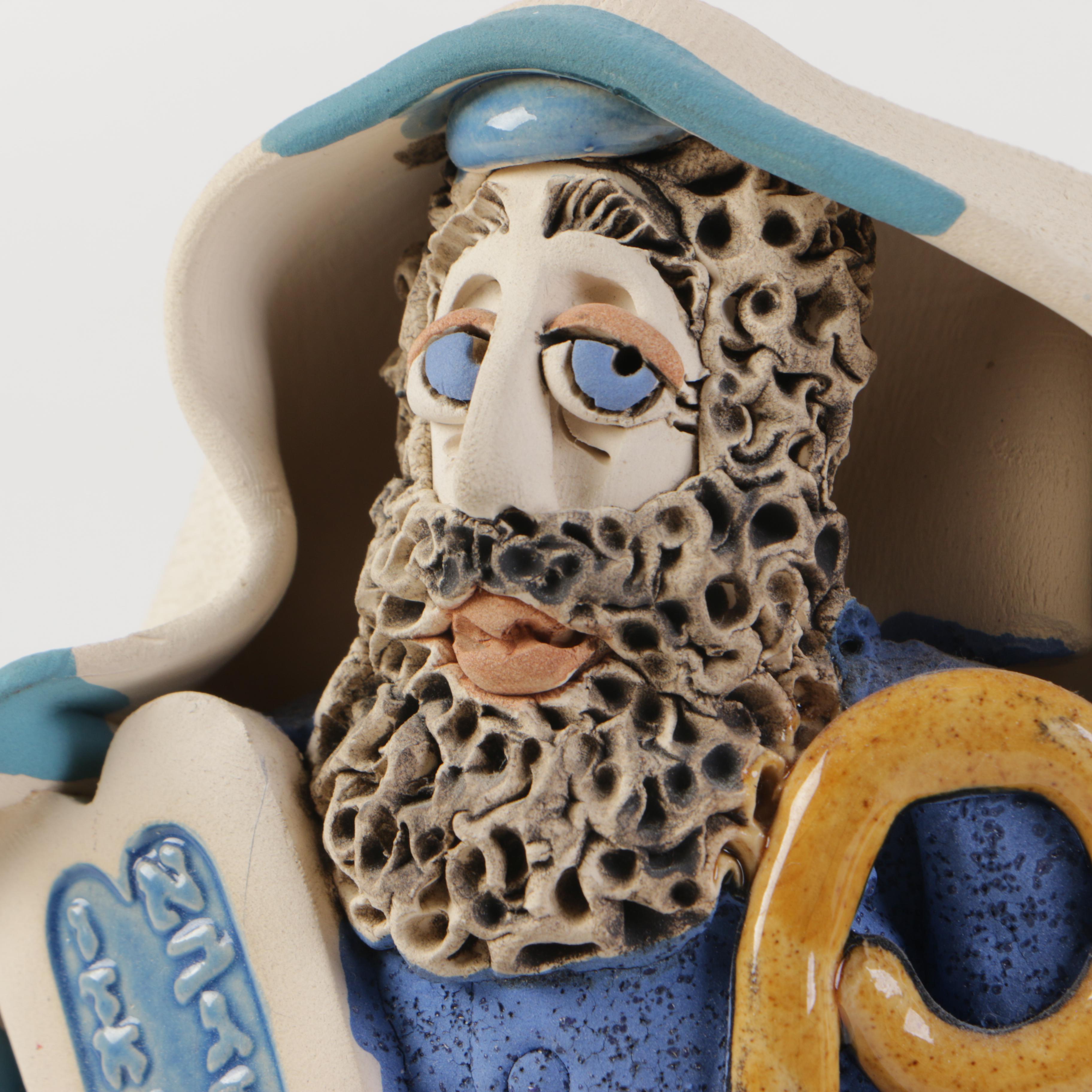 Handbuilt Ceramic Rabbi Figurines