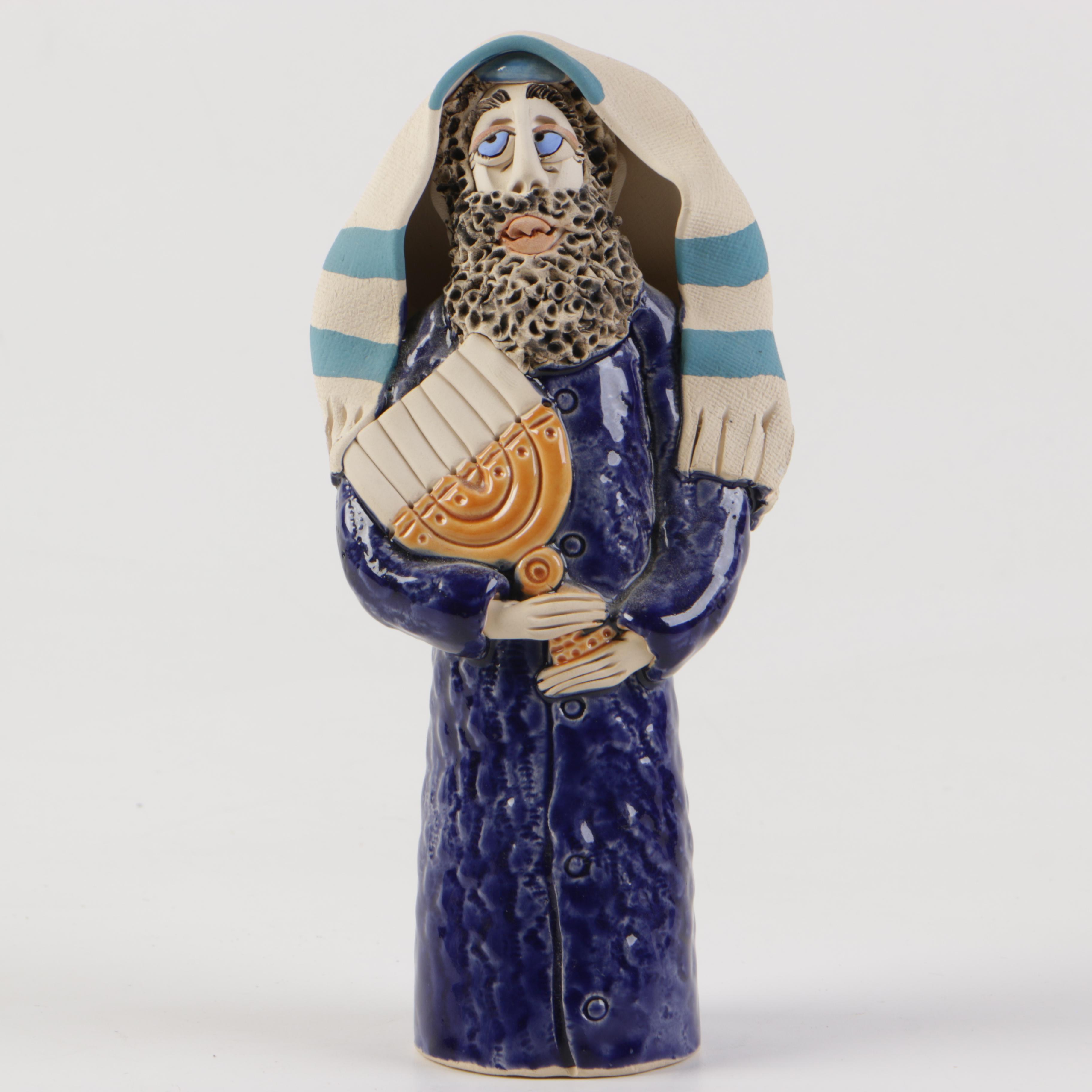 Handbuilt Ceramic Rabbi Figurines
