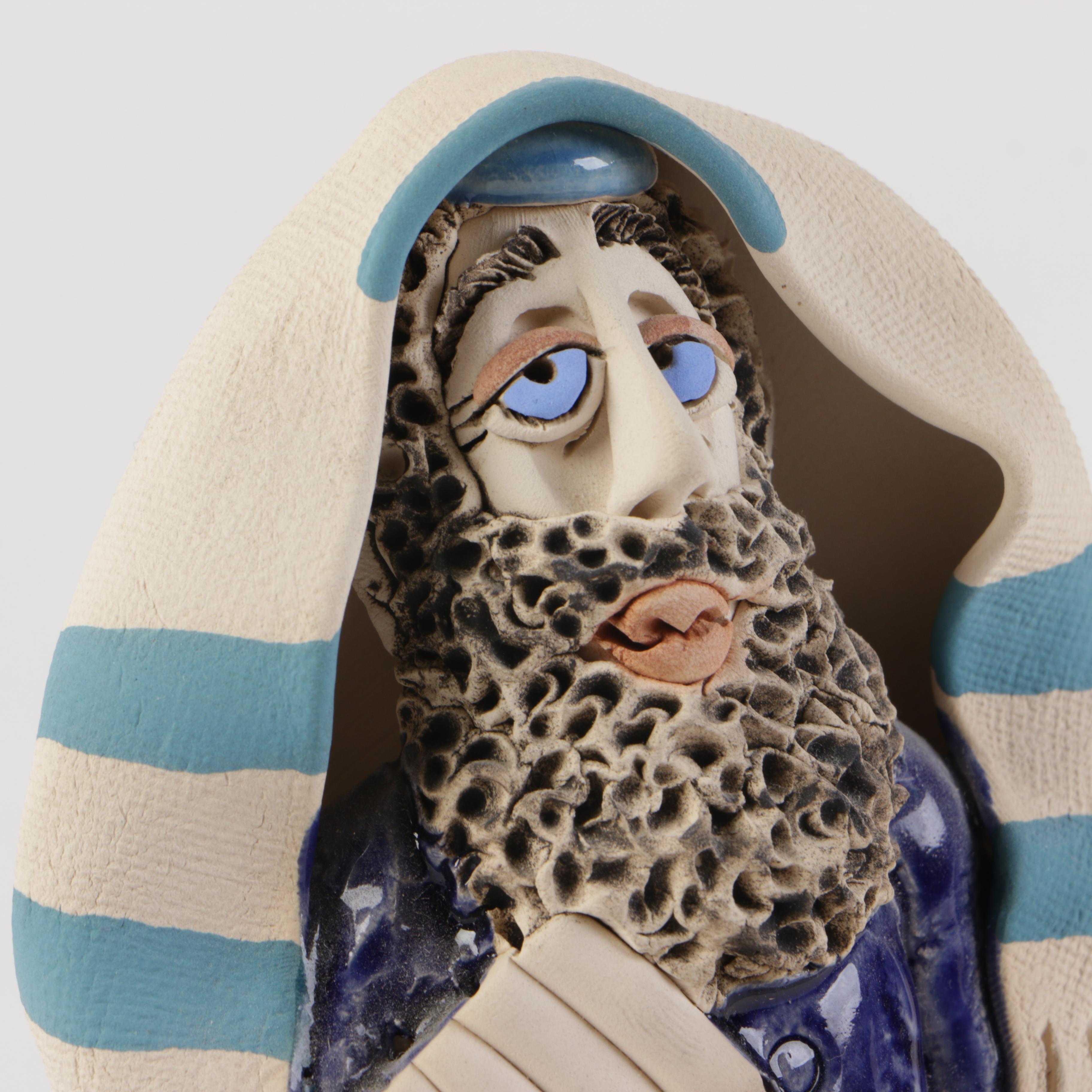 Handbuilt Ceramic Rabbi Figurines