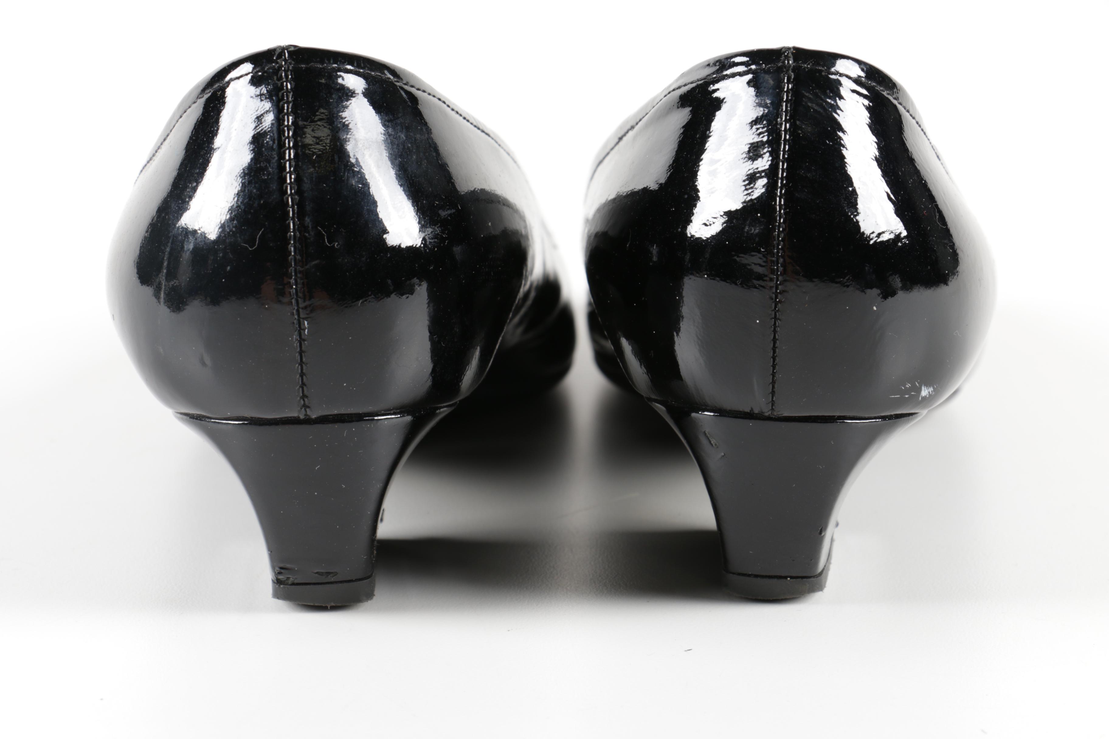 Prada Black Patent Leather Kitten Heels
