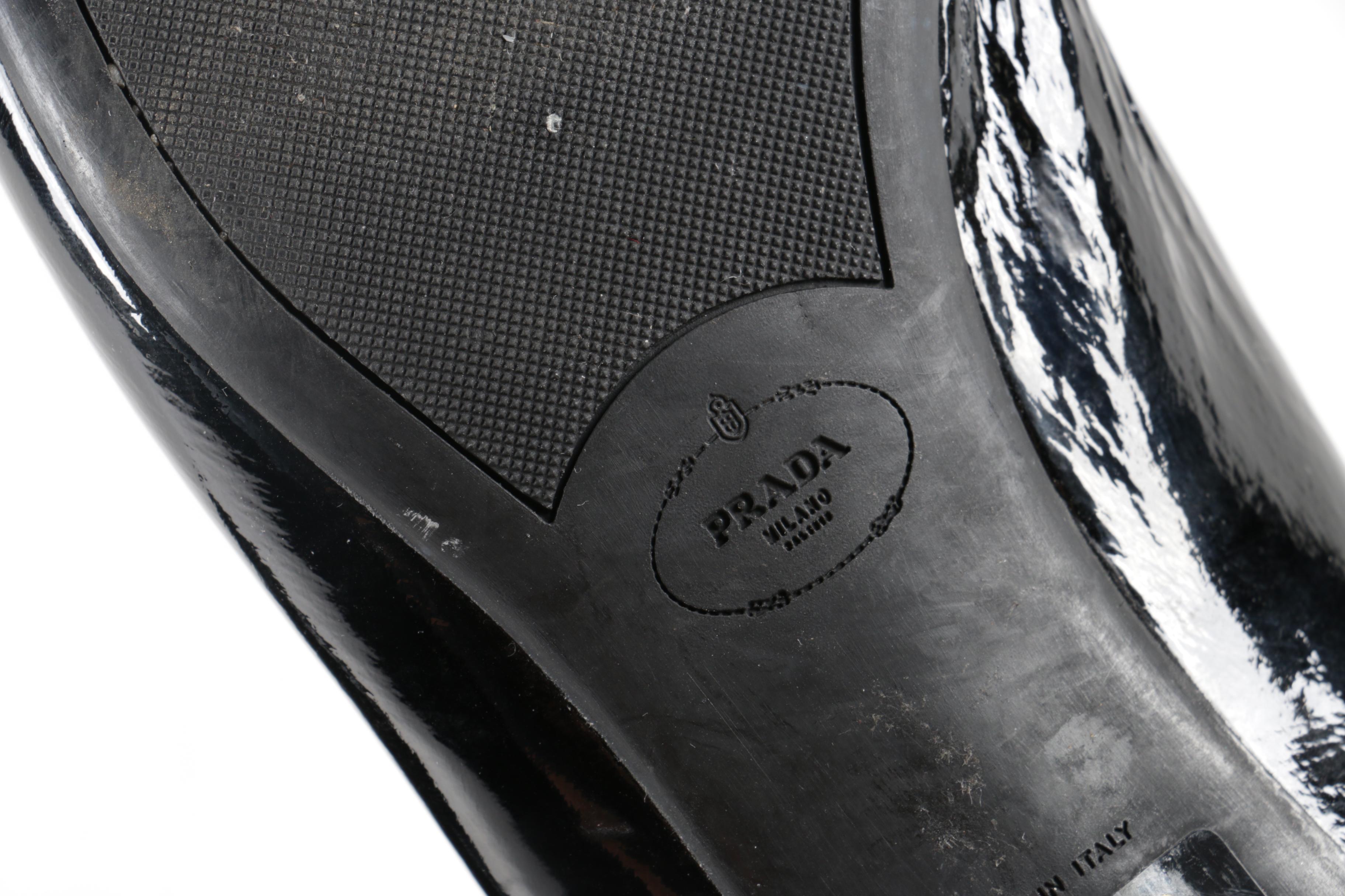 Prada Black Patent Leather Kitten Heels