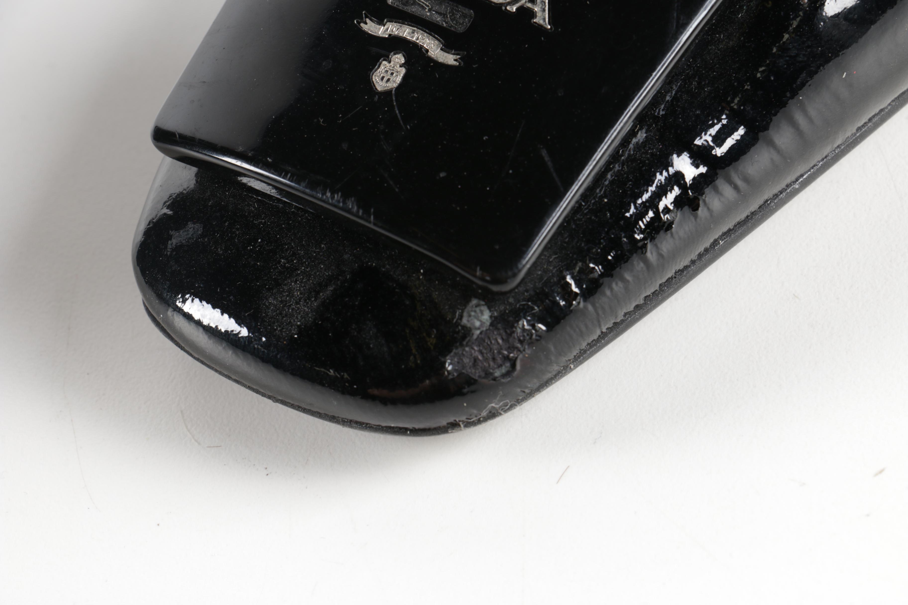 Prada Black Patent Leather Kitten Heels