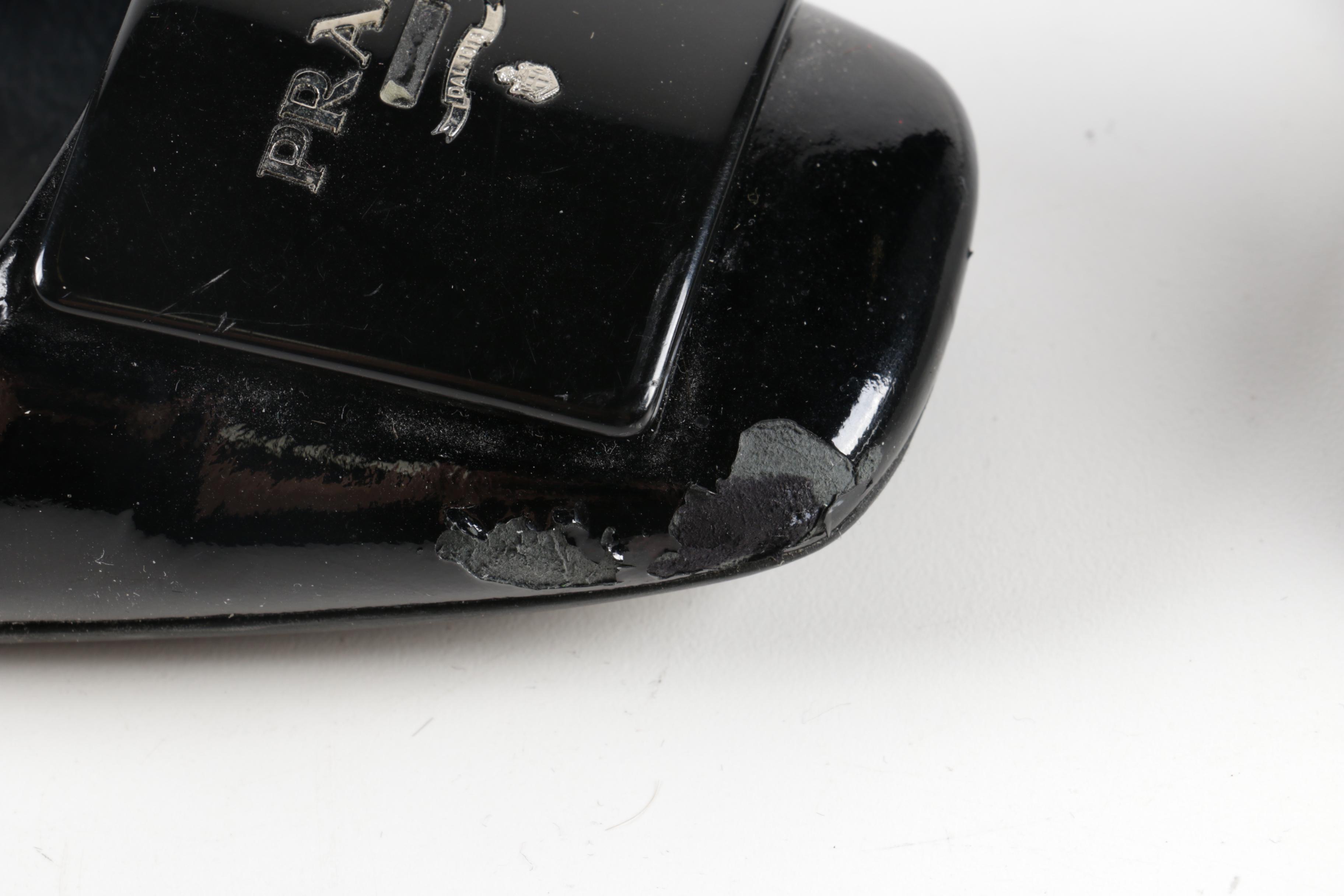 Prada Black Patent Leather Kitten Heels