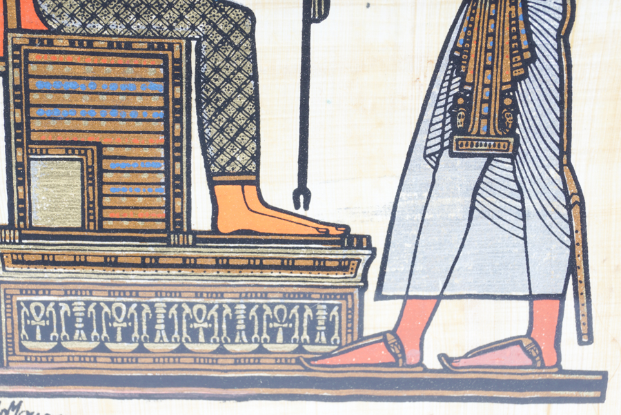 Jin Mourad Egyptian Artwork of Ramses II and Hathor on Papyrus