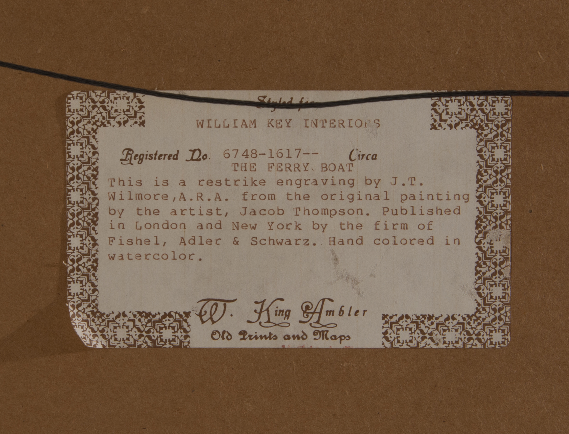 J.T. Wilmore Restrike Etching After Jacob Thompson's "The Ferry Boat"