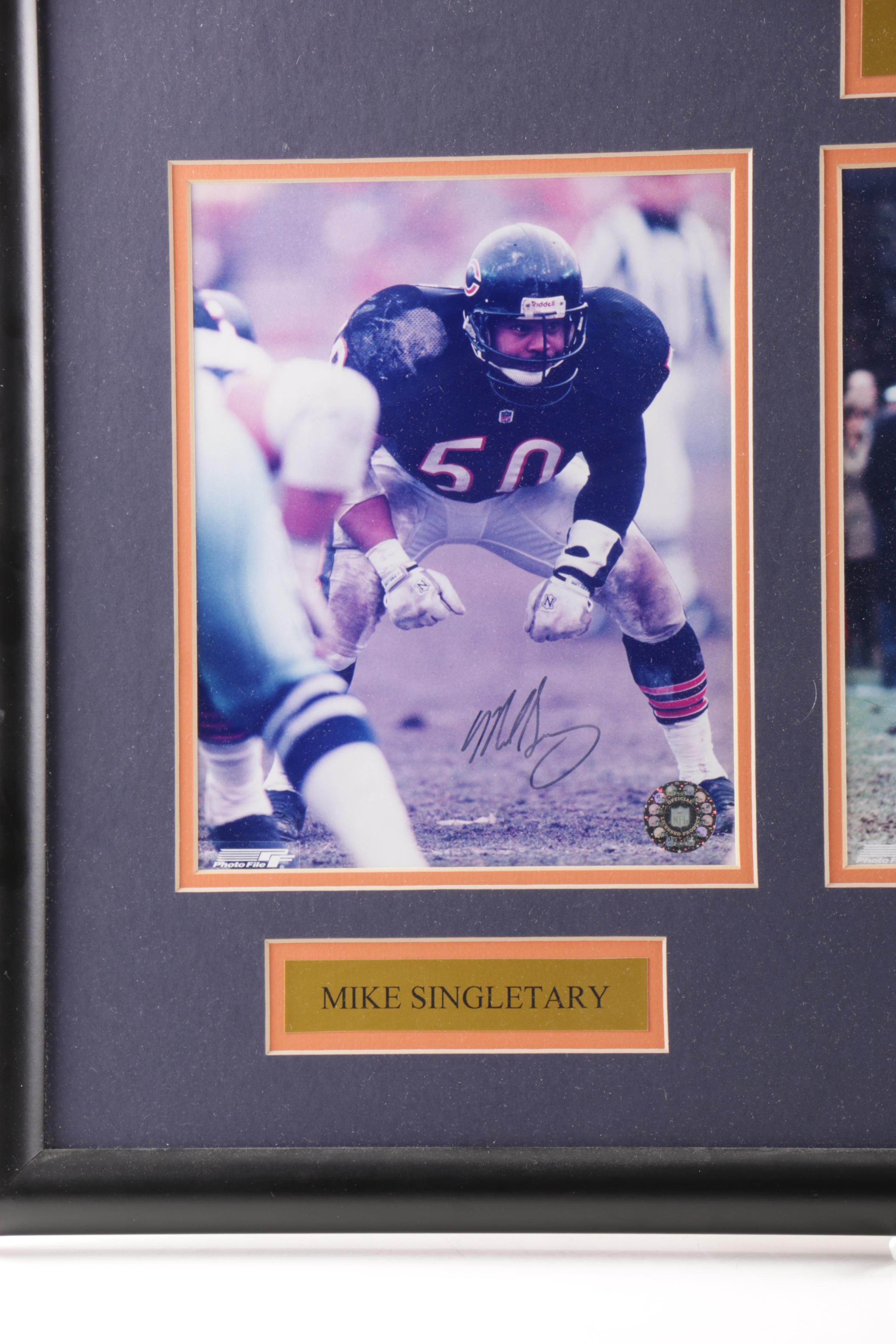 Signed Singletary, Butkus, Urlacher Chicago Bears Framed Print