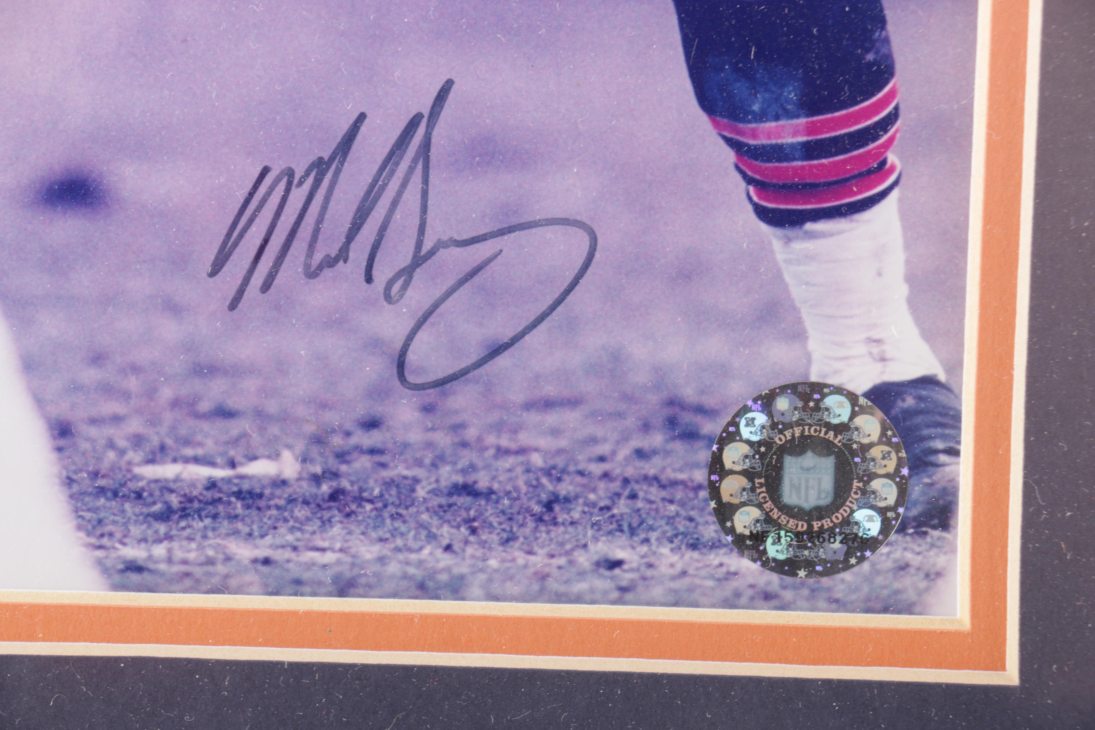 Signed Singletary, Butkus, Urlacher Chicago Bears Framed Print