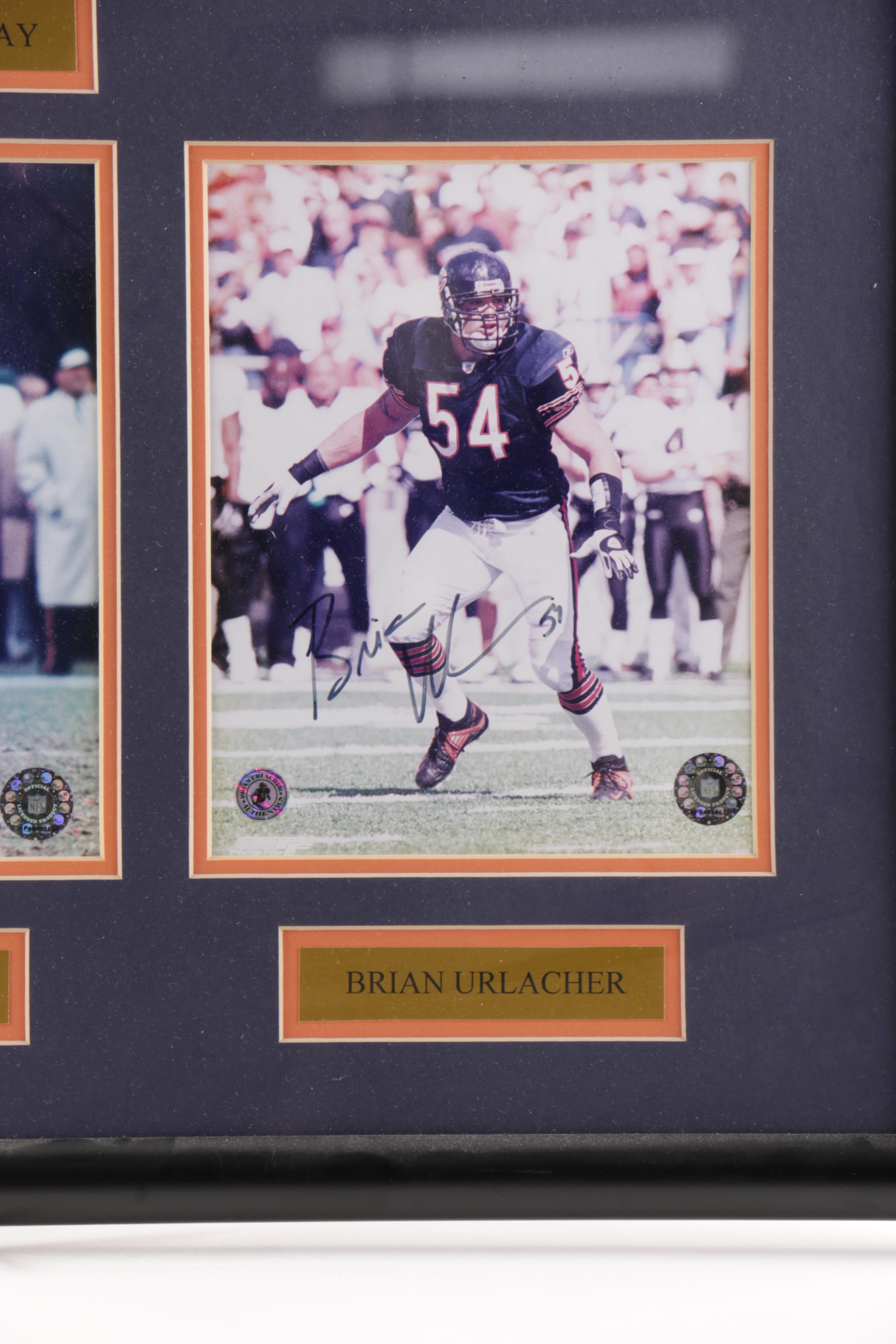 Signed Singletary, Butkus, Urlacher Chicago Bears Framed Print
