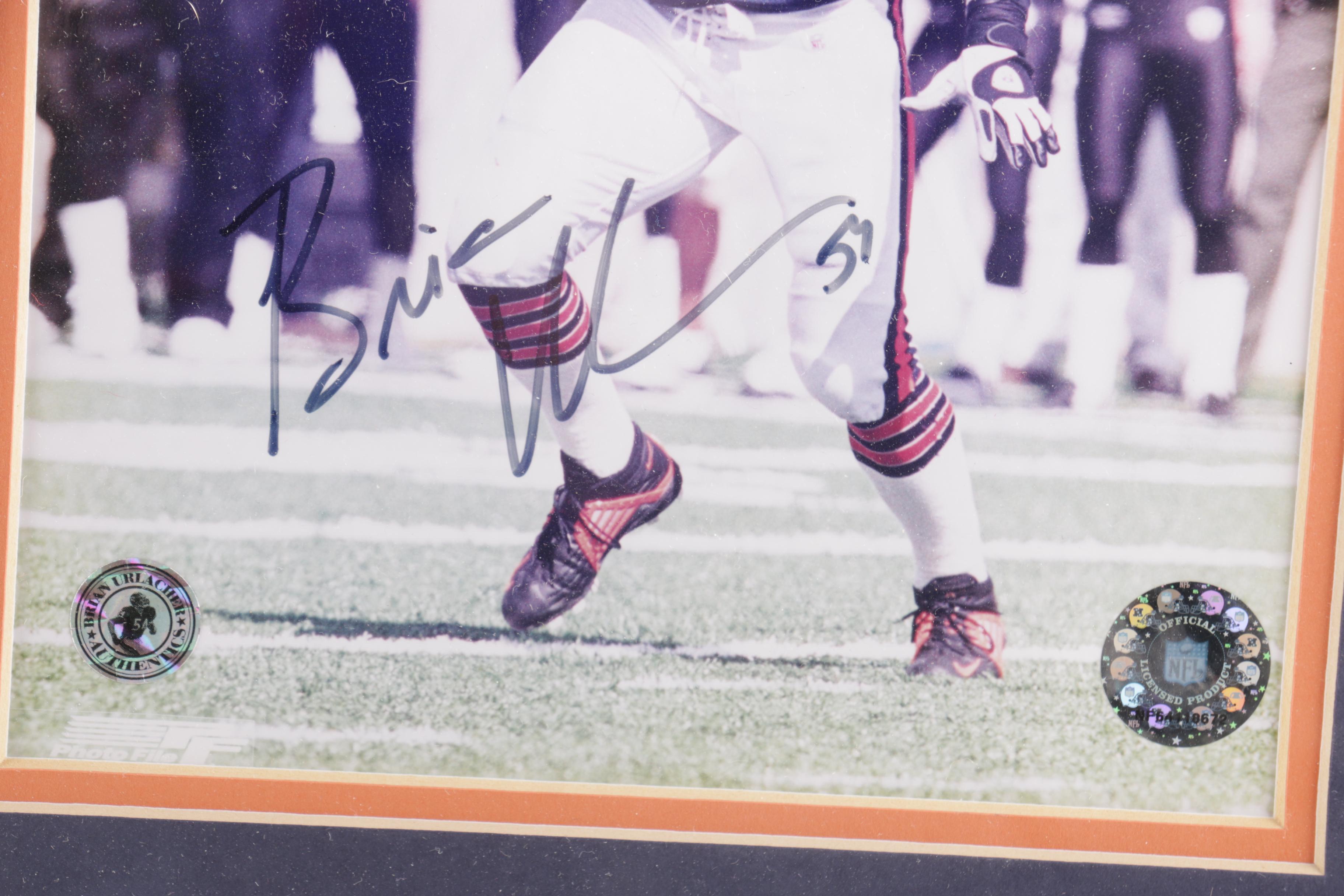 Signed Singletary, Butkus, Urlacher Chicago Bears Framed Print