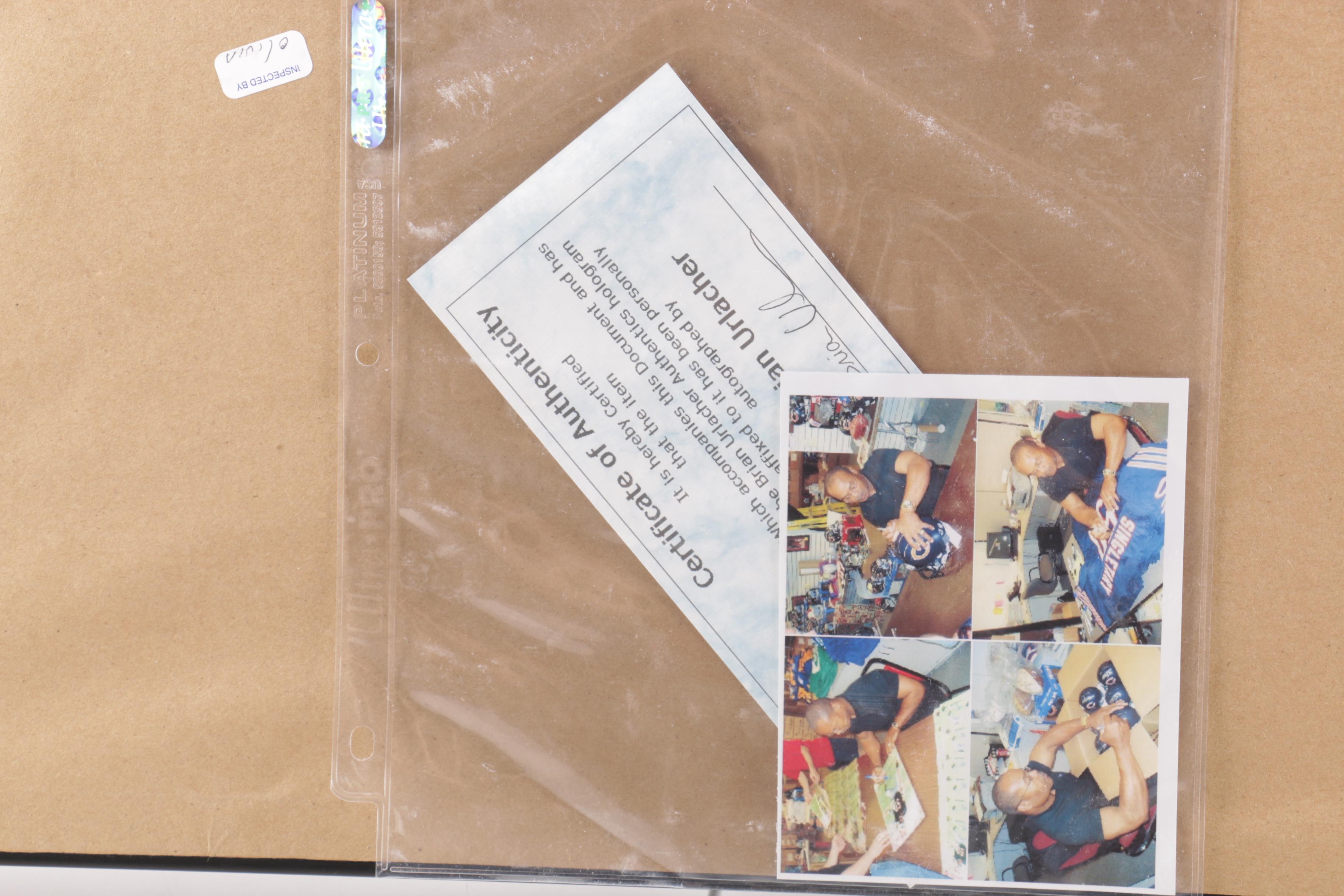 Signed Singletary, Butkus, Urlacher Chicago Bears Framed Print