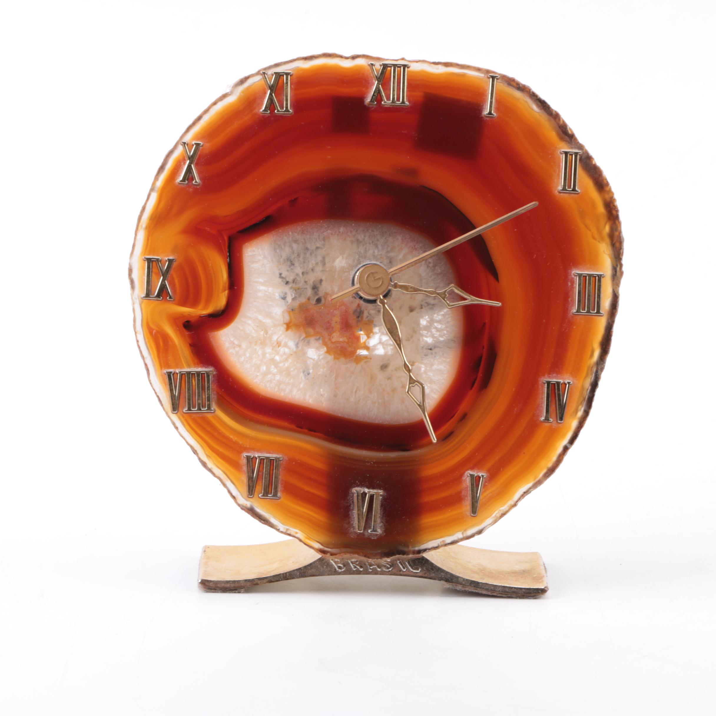 Brazilian Geode Slice Shelf Clock